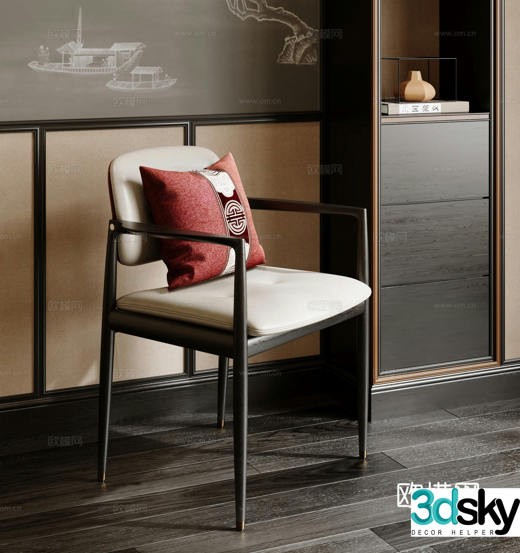 New Chinese single chair 3D model