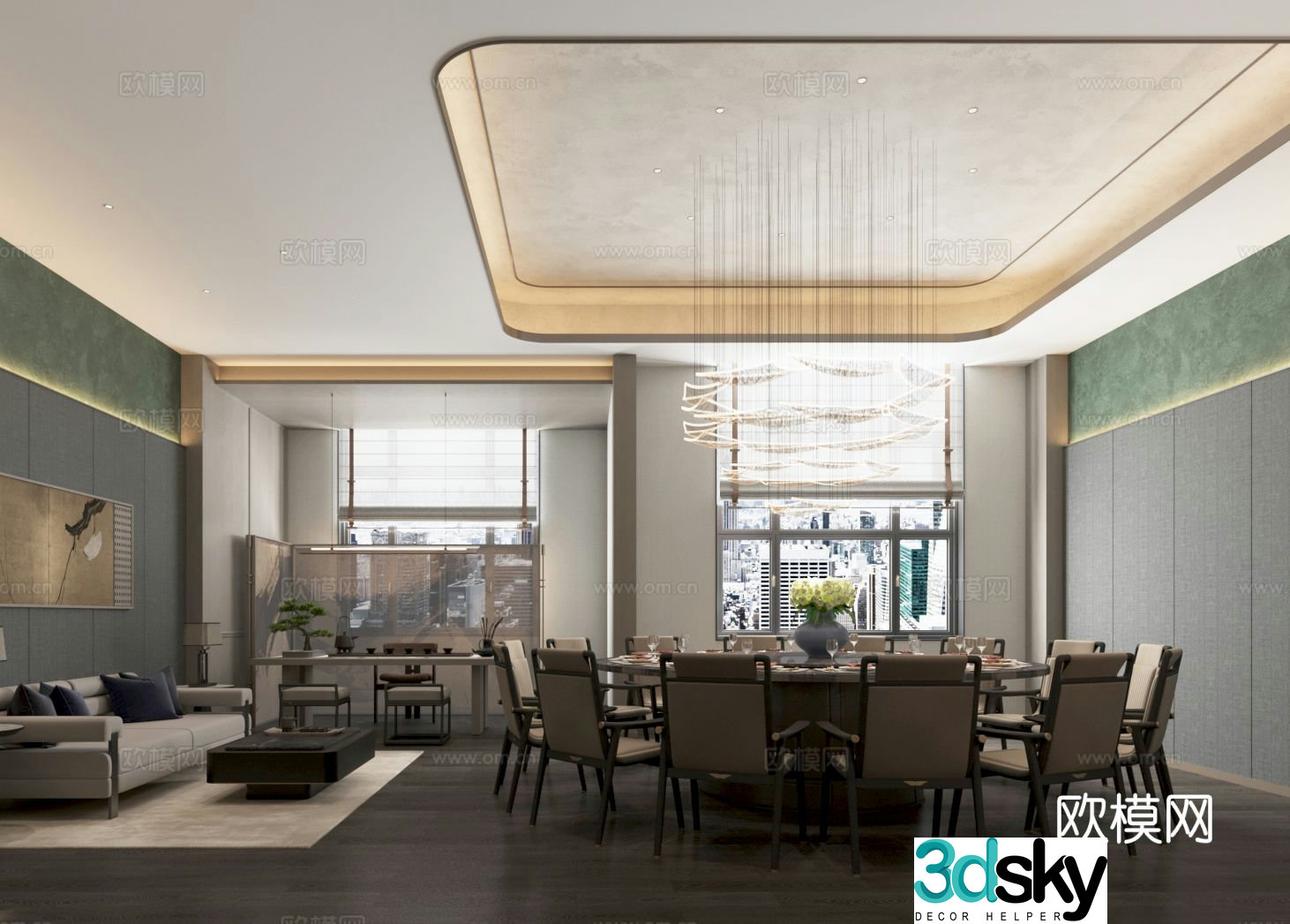 New Chinese restaurant private room 3D model