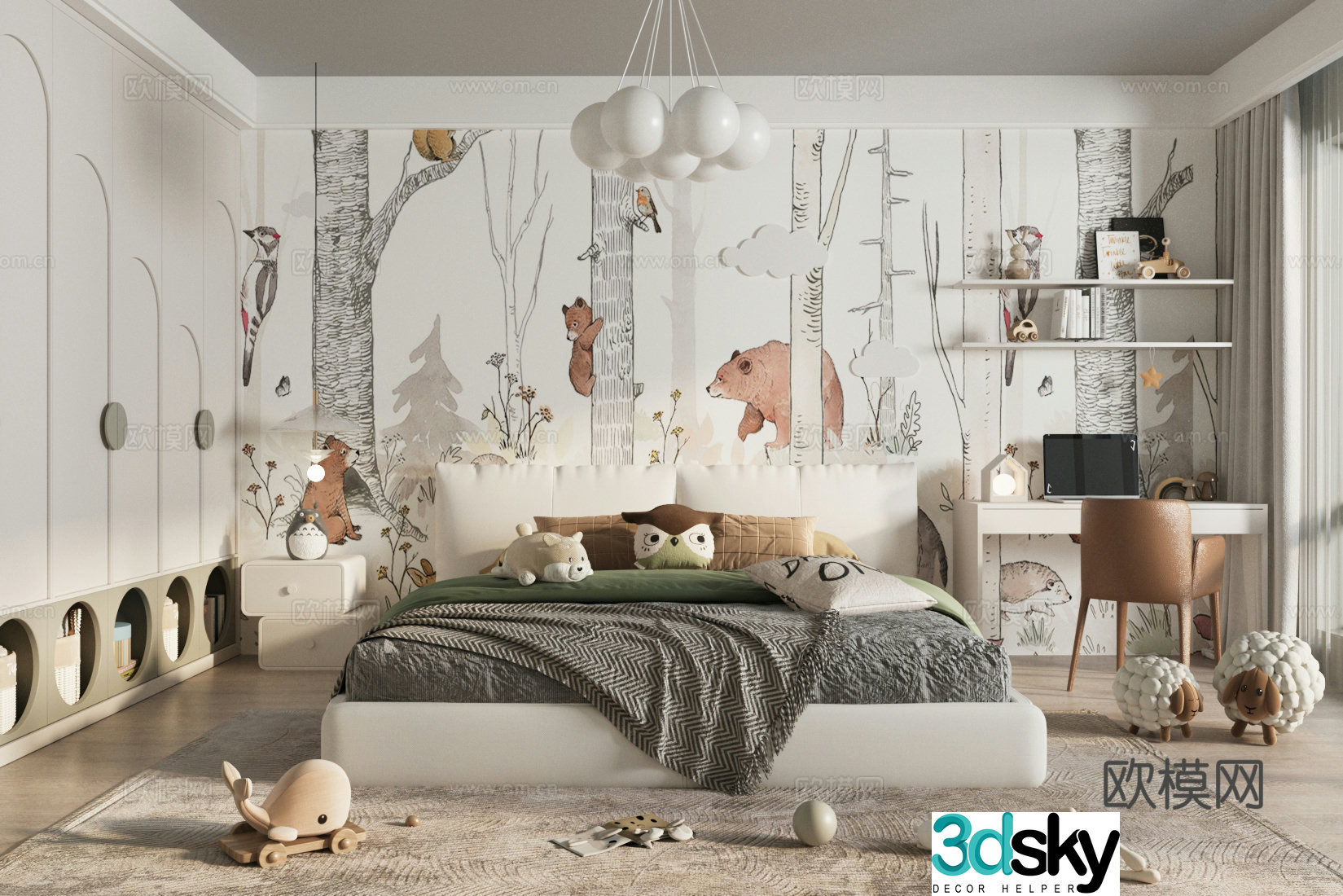 Modern universal children’s room 3D model