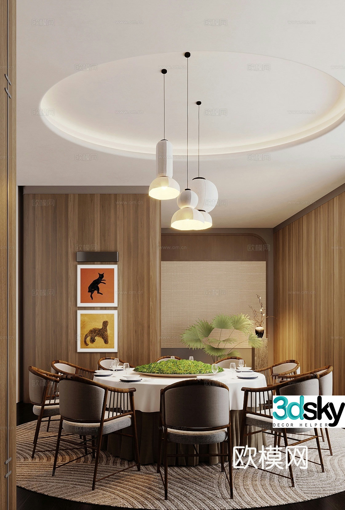 Chinese restaurant private room 3D model