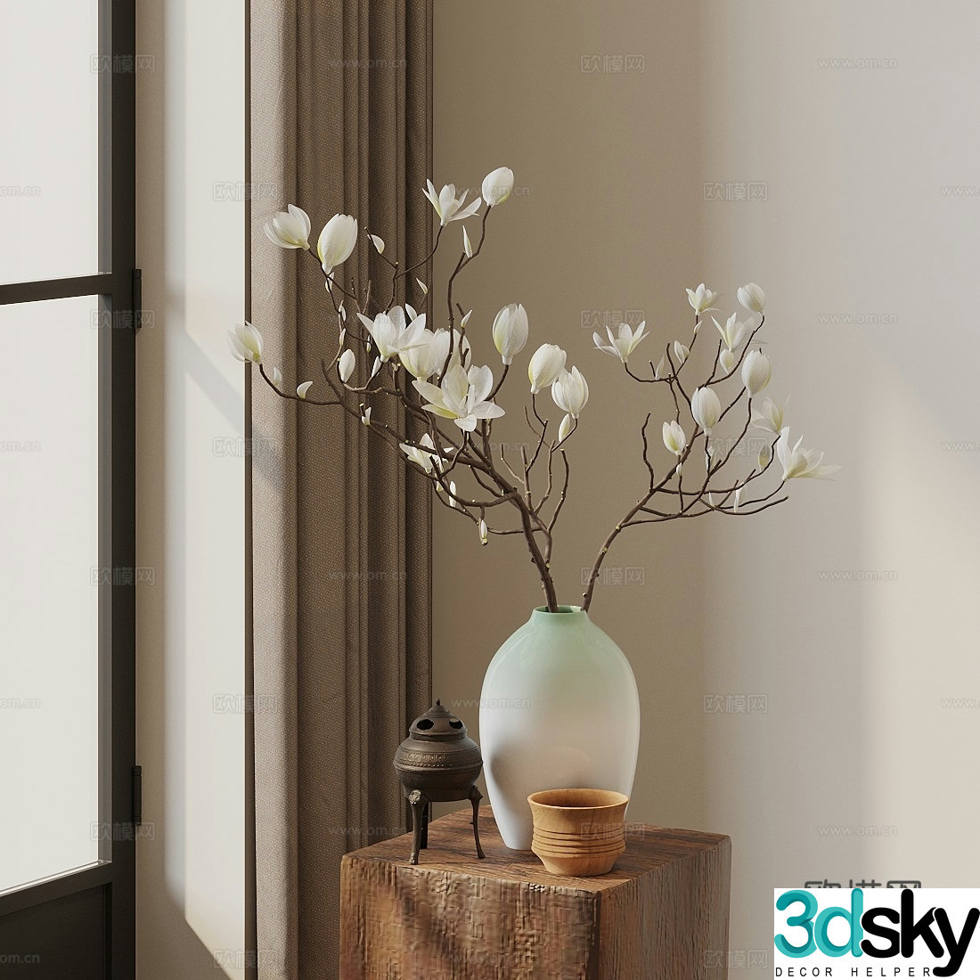 New Chinese style flower art orchid vase 3d model