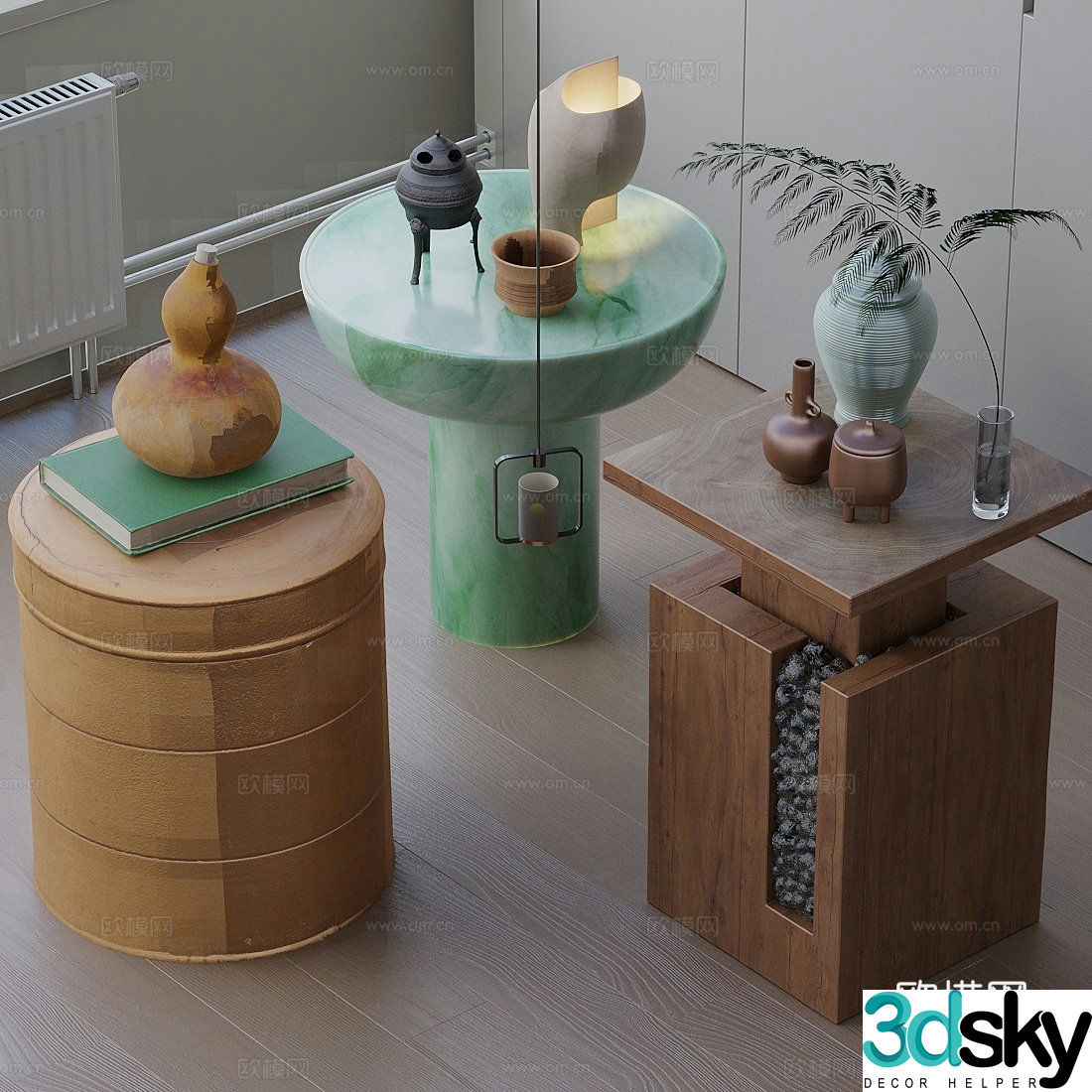 Middle-aged side table corner table 3D model
