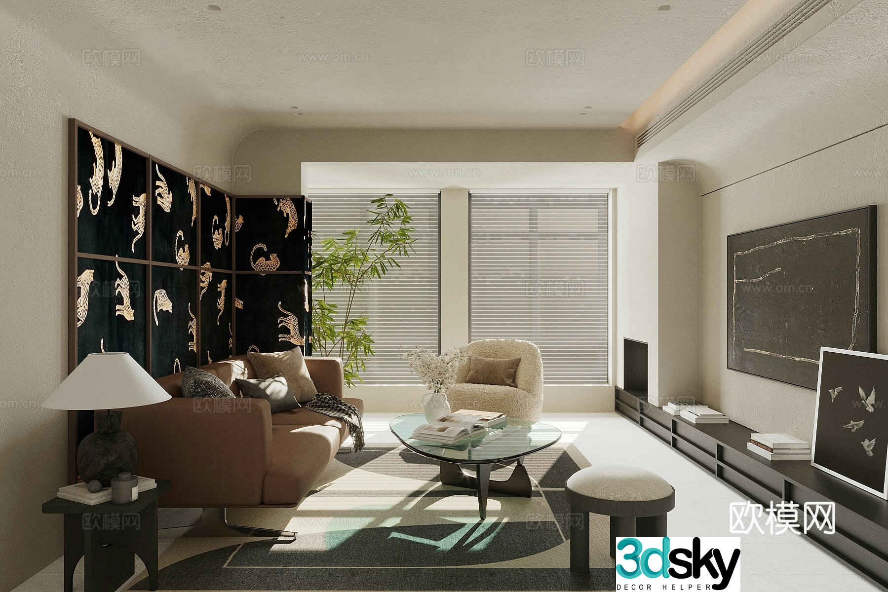 Middle-aged living room 3d model