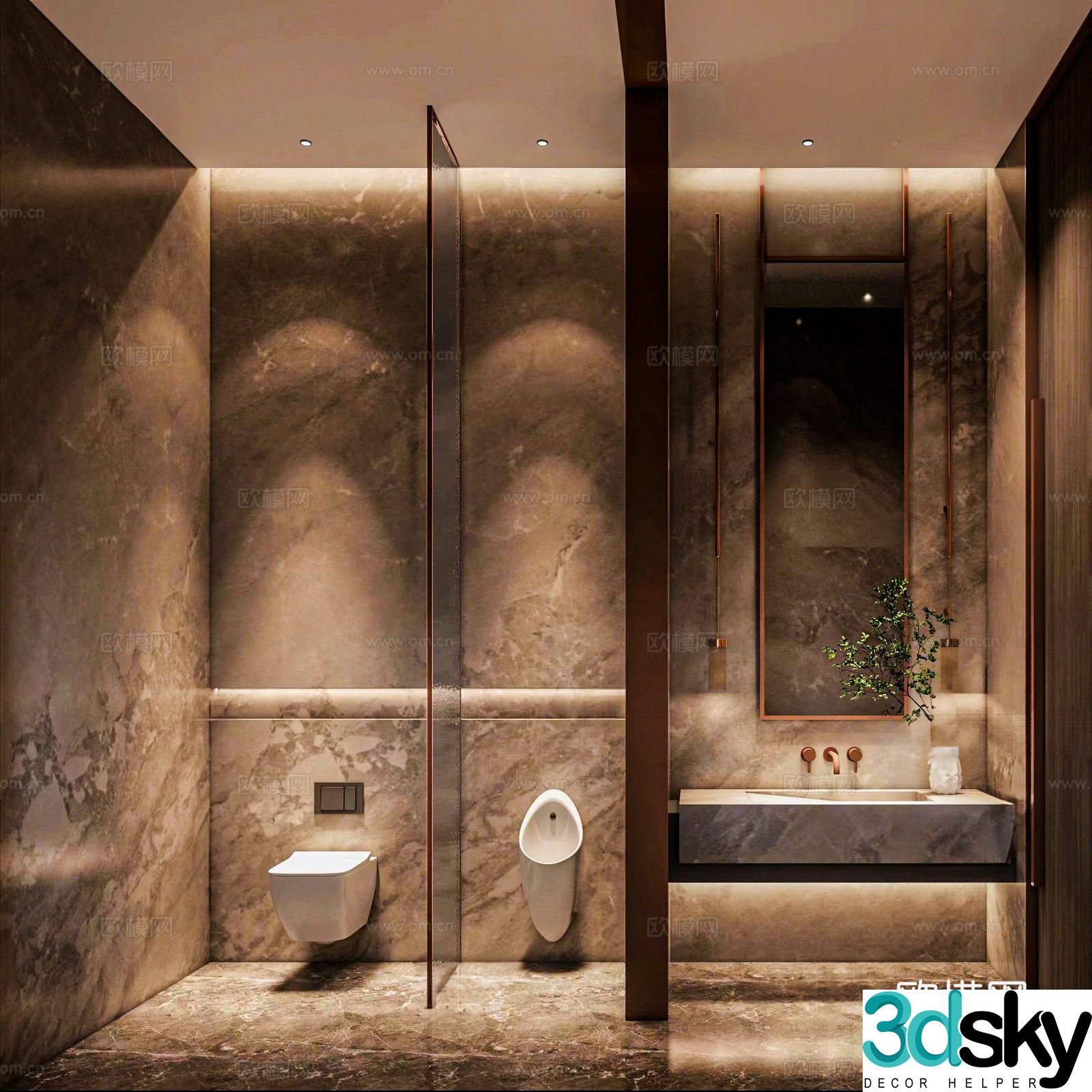 Public bathroom Hotel bathroom Wet and dry bathroom Washing table 3D model