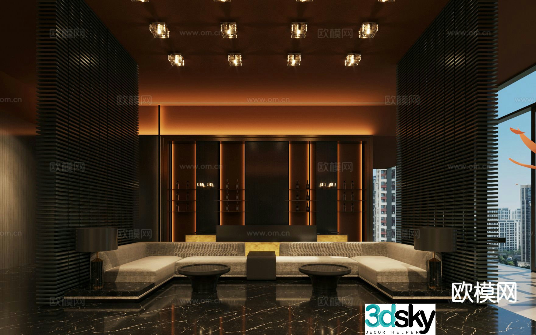 New Chinese style seating area Hotel leisure waiting area 3D model