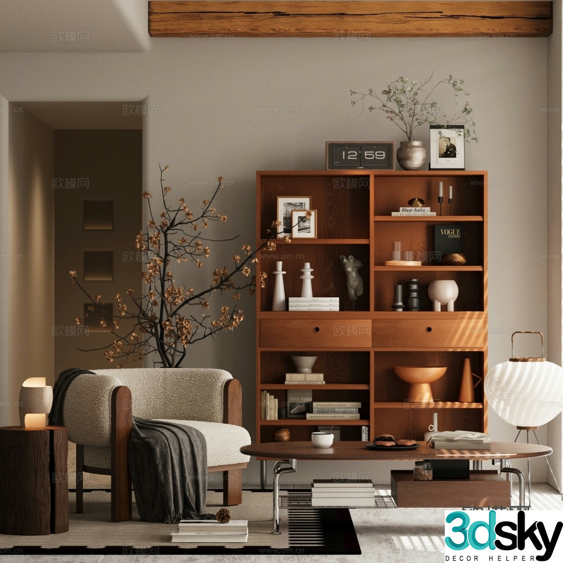 Washi leisure chair decorative cabinet chair 3d model