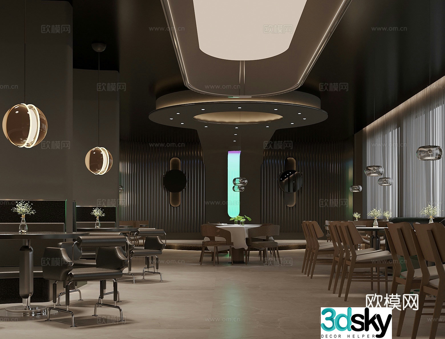 Modern Western Restaurant Dining Lobby Box Area 3D Model