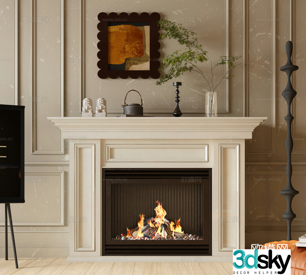 Fireplace French fireplace European fireplace American fireplace French creamy fireplace 3d model