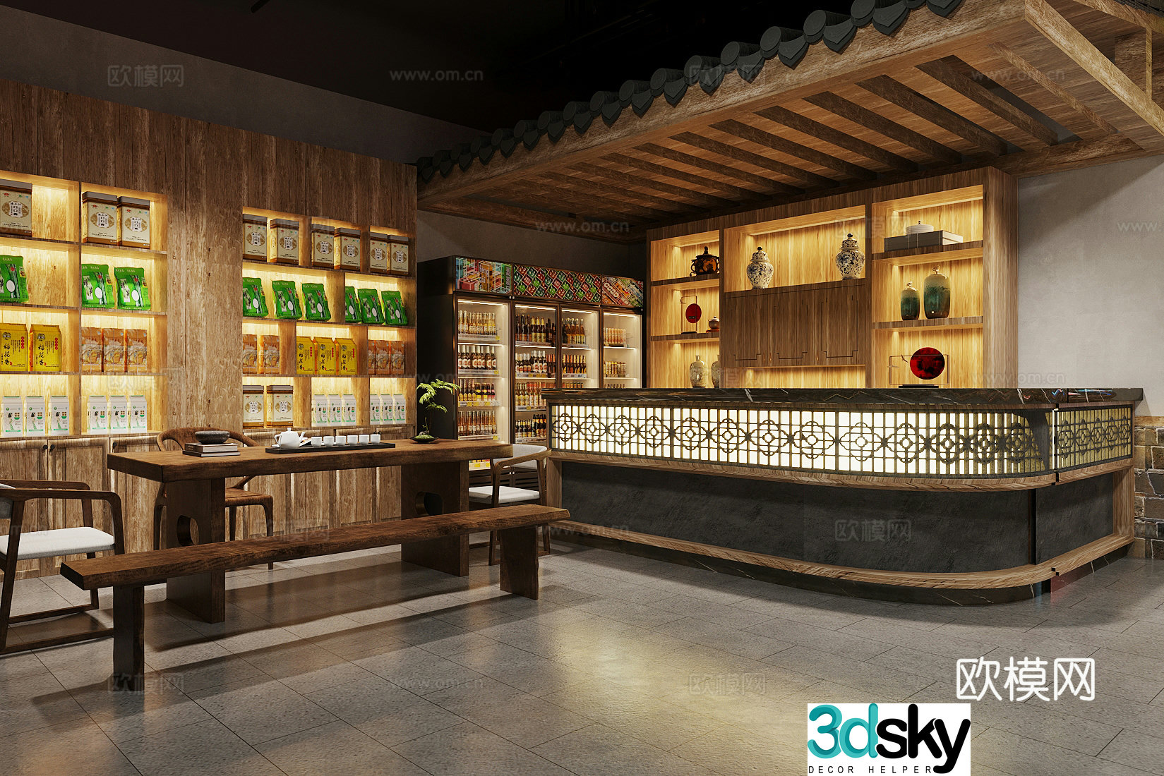 New Chinese-style teahouse teahouse 3D model