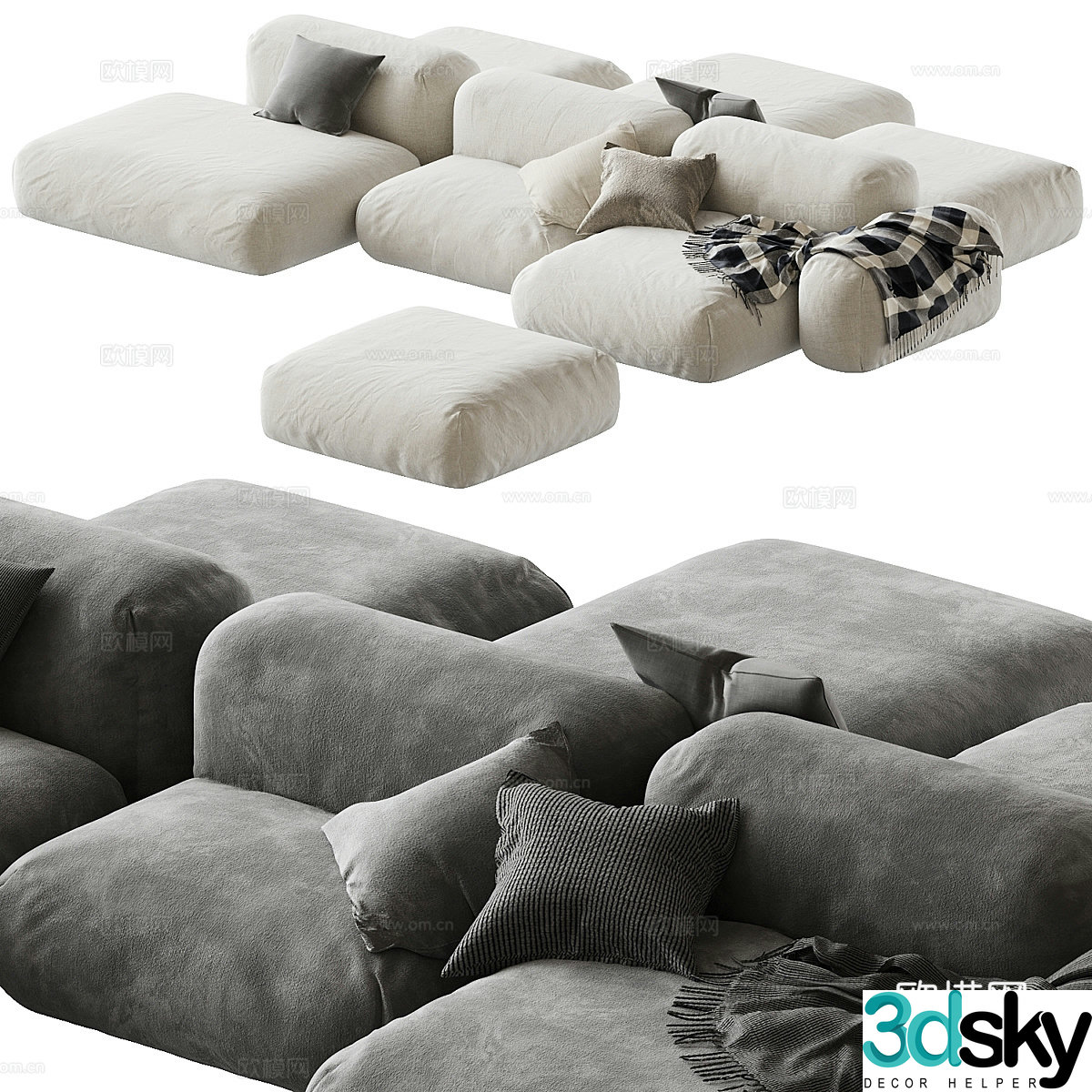 Modern Italian Dyvan Combination Sofa 3D Model