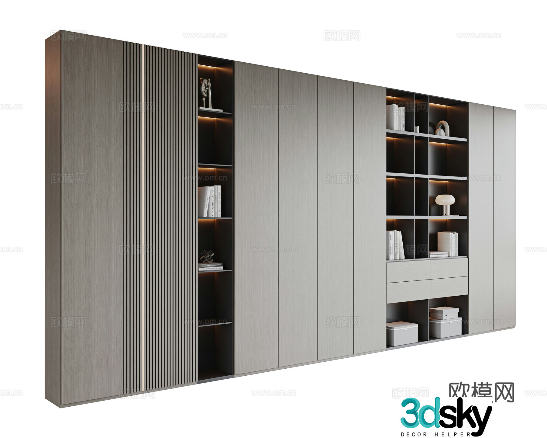 Italian modern bookcase bookcase bookcase study bookcase living room bookcase open bookcase office bookcase 3d model