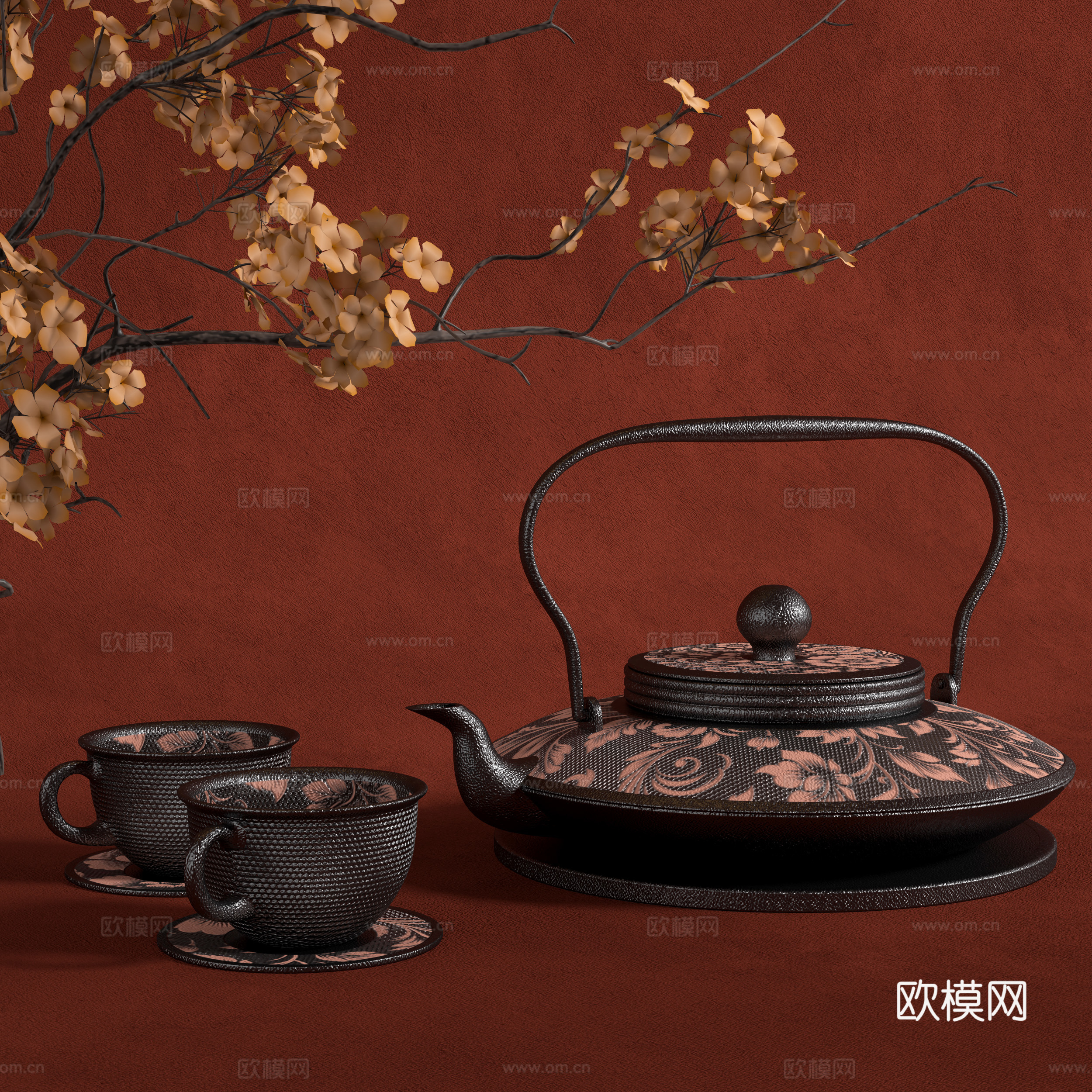 New Chinese tea set 3D model