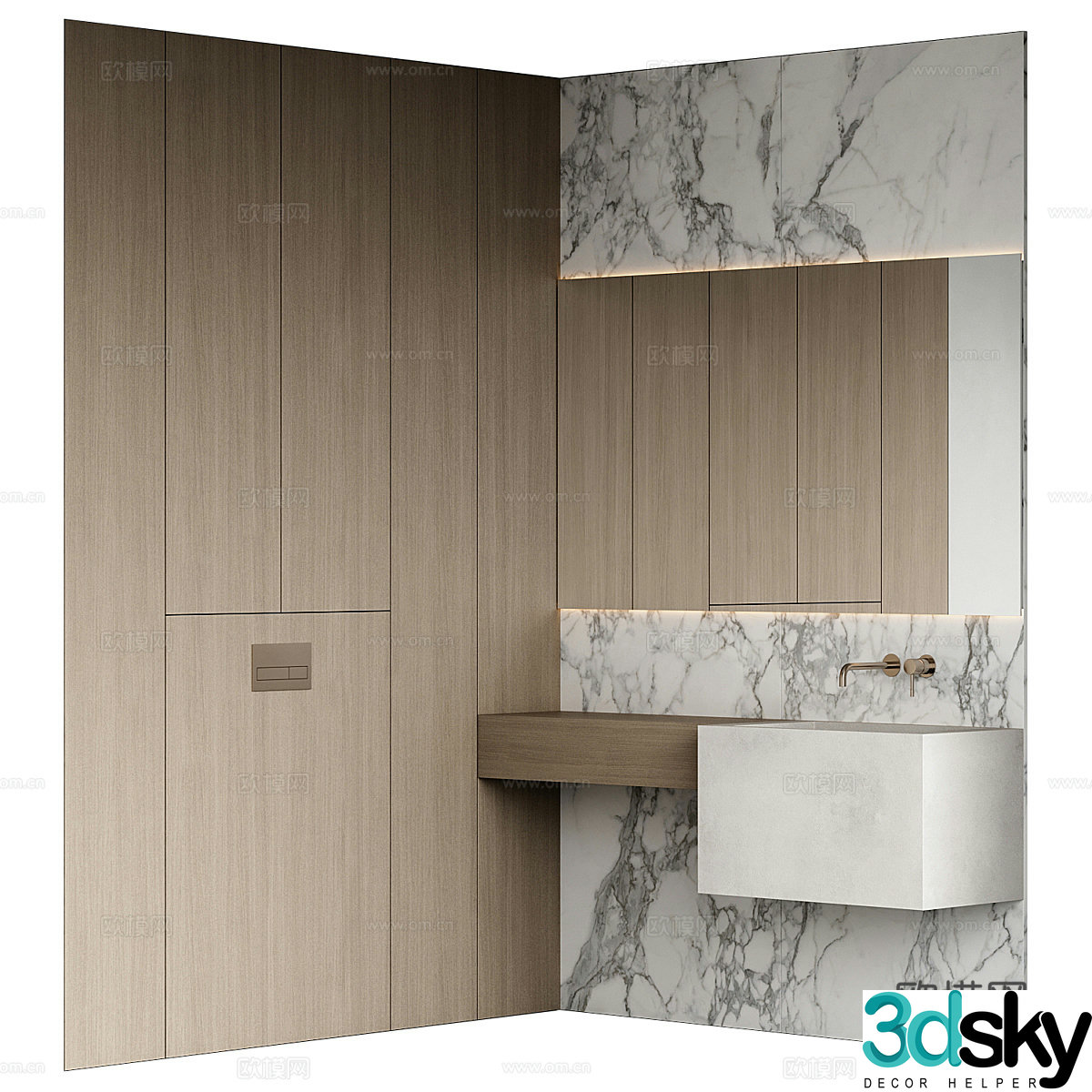 Modern Italian minimalist bathroom cabinet 3d model
