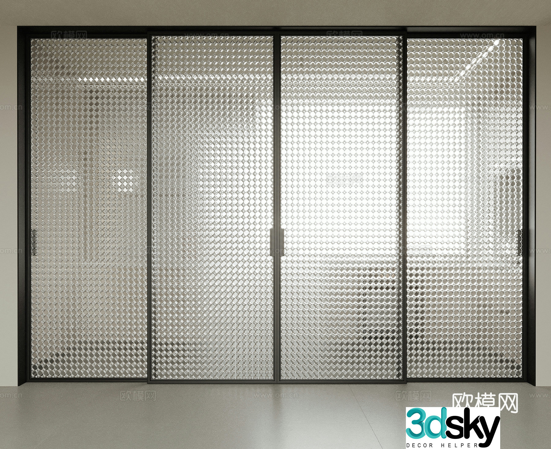 Modern glass door sliding door kitchen door 3d model
