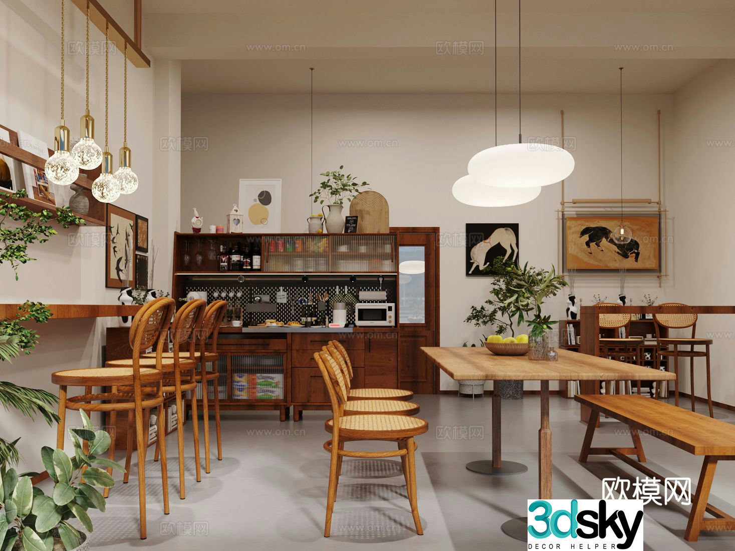 Middle style coffee shop cafe 3d model