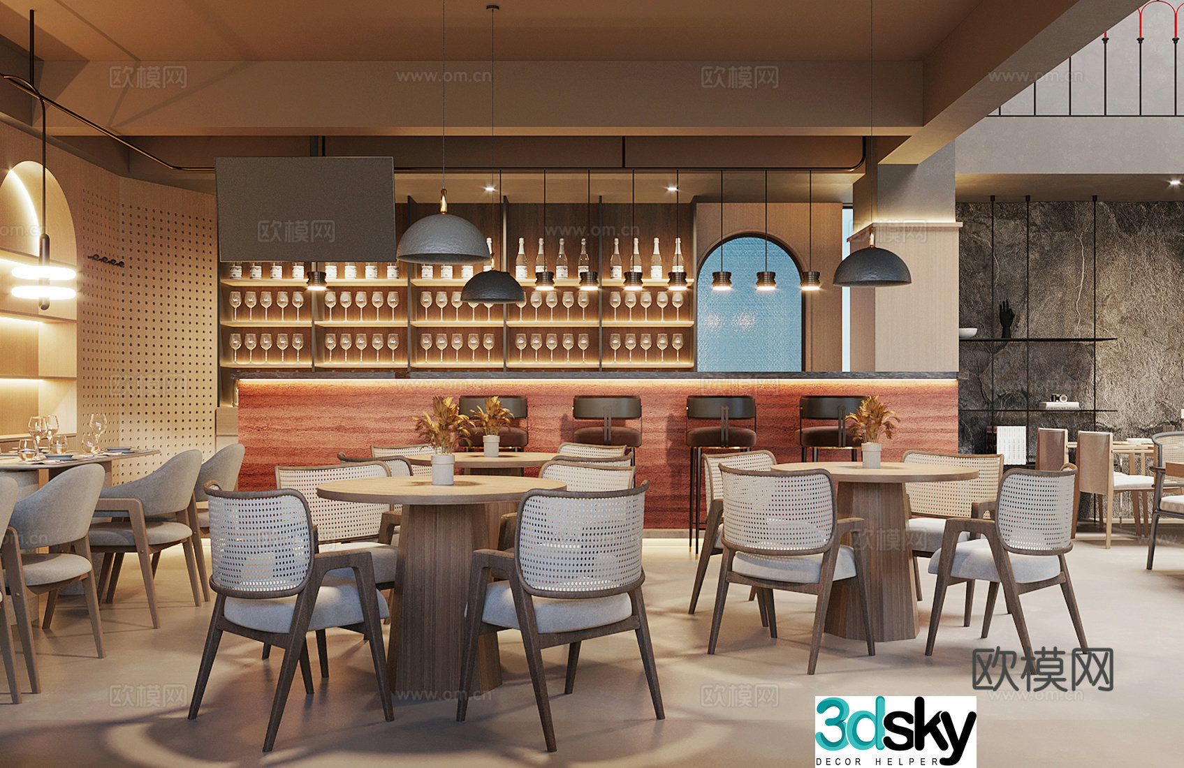 Modern Western Restaurant 3D Model