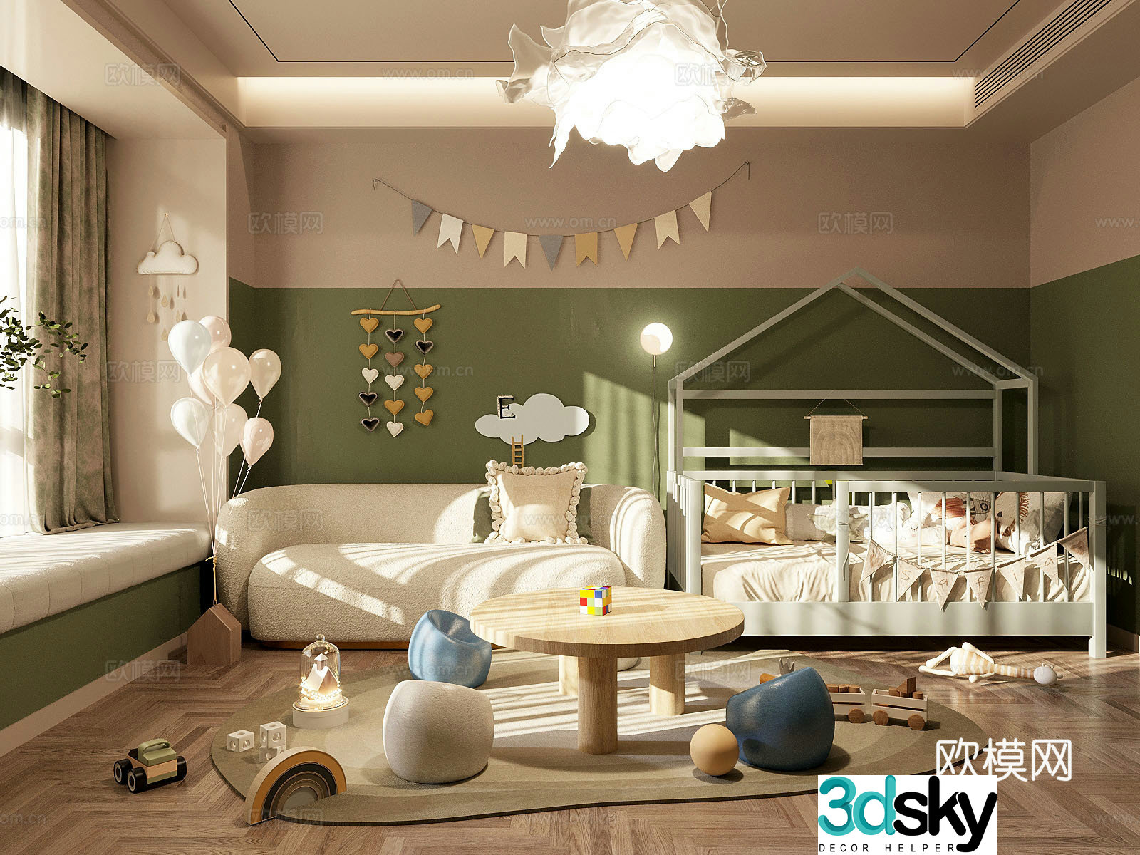 Modern children’s entertainment room Children’s entertainment room Children’s room Toy combination Children’s bed 3D model