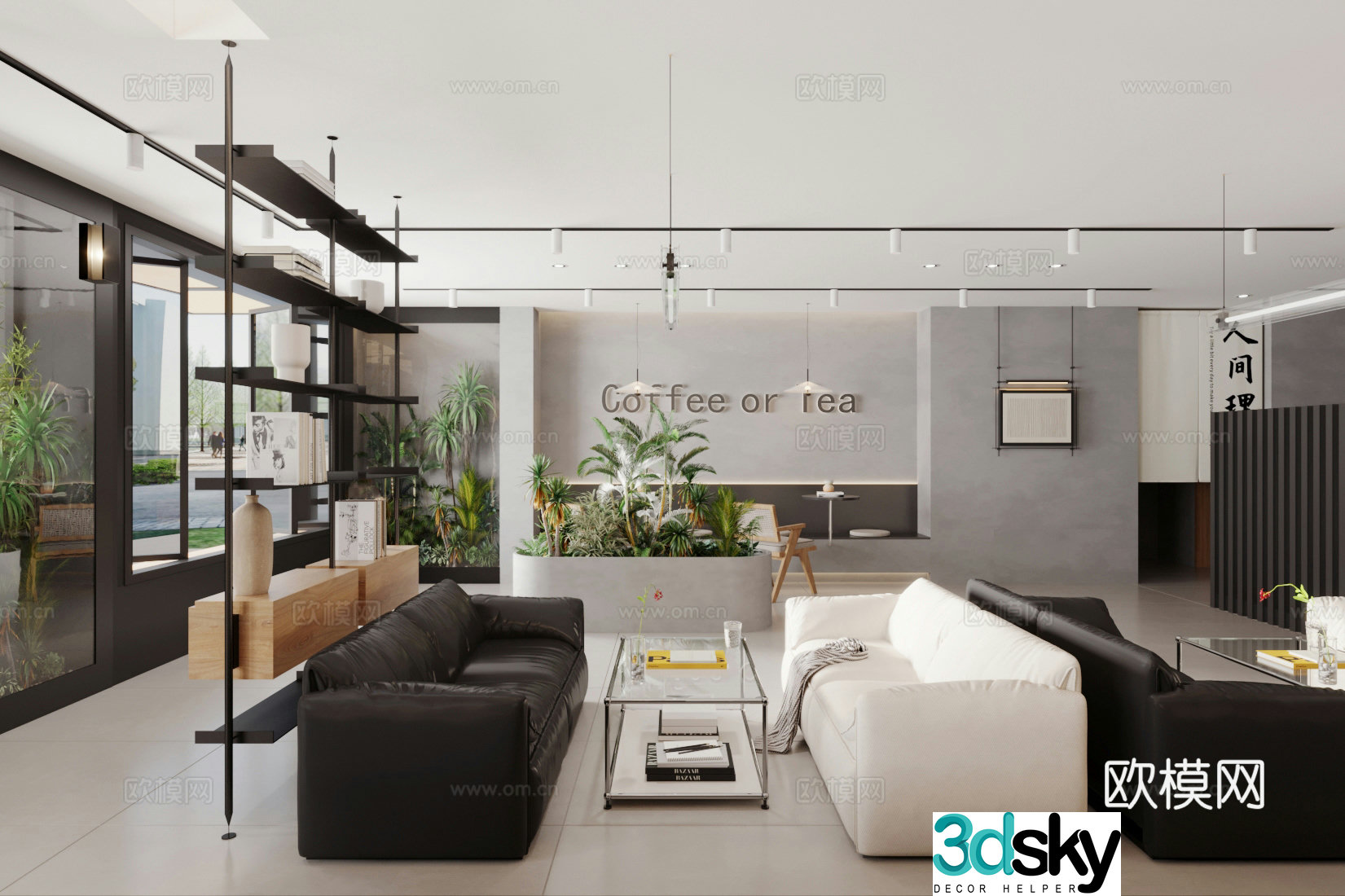 Modern coffee shop coffee booth area 3d model