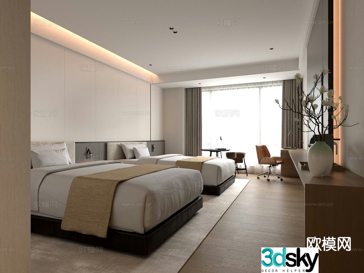 New Chinese hotel room hotel double room 3D model