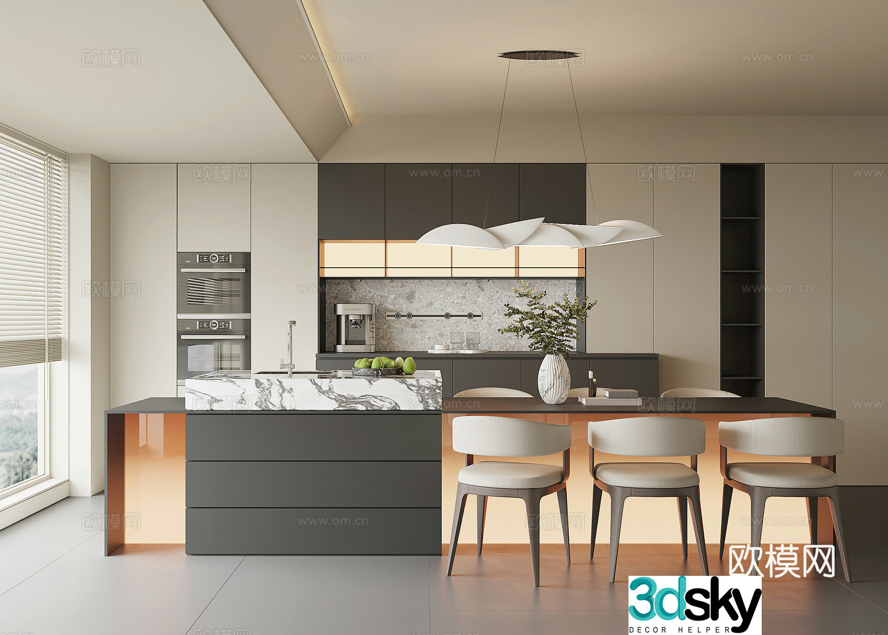 Modern island restaurant 3d model