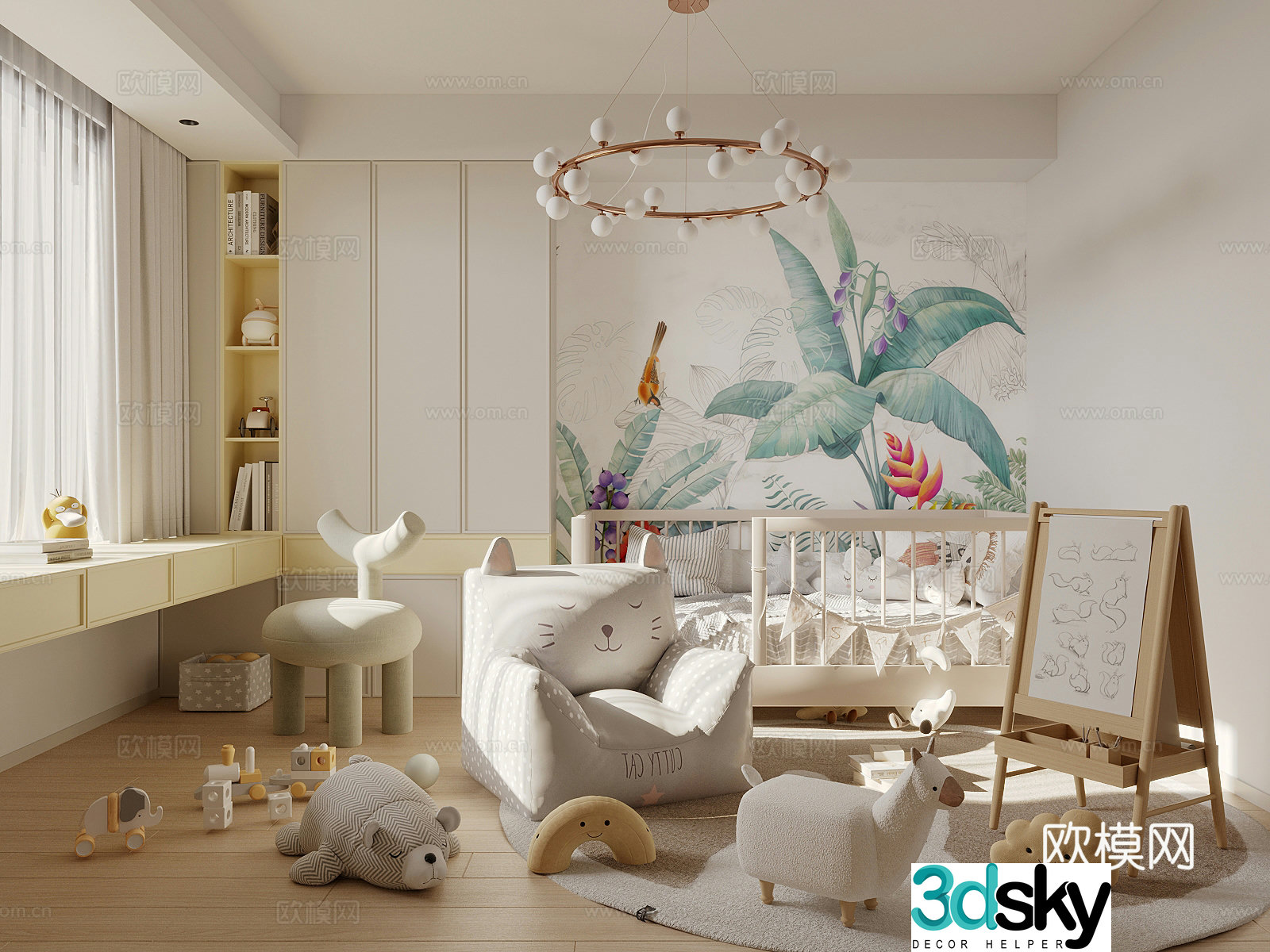 Modern children’s entertainment room Modern children’s entertainment room Children’s storage cabinet Tent Children’s wardrobe 3d model