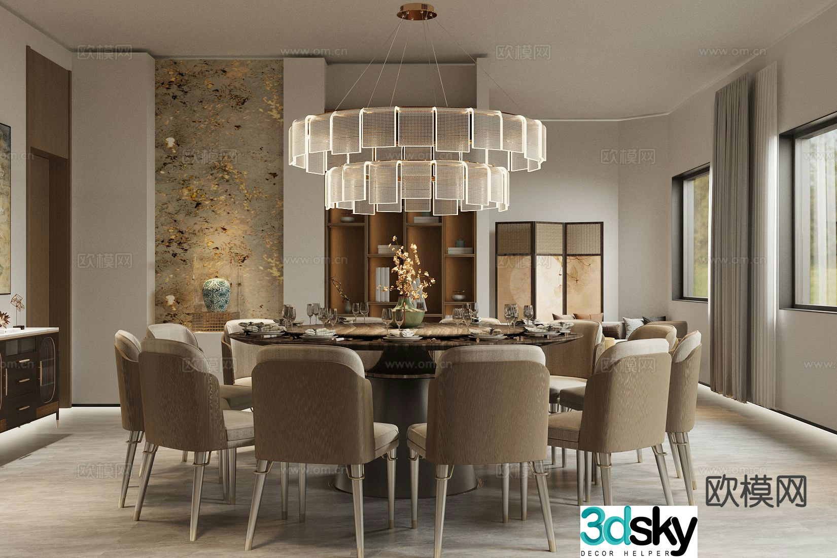 Chinese restaurant private room 3D model