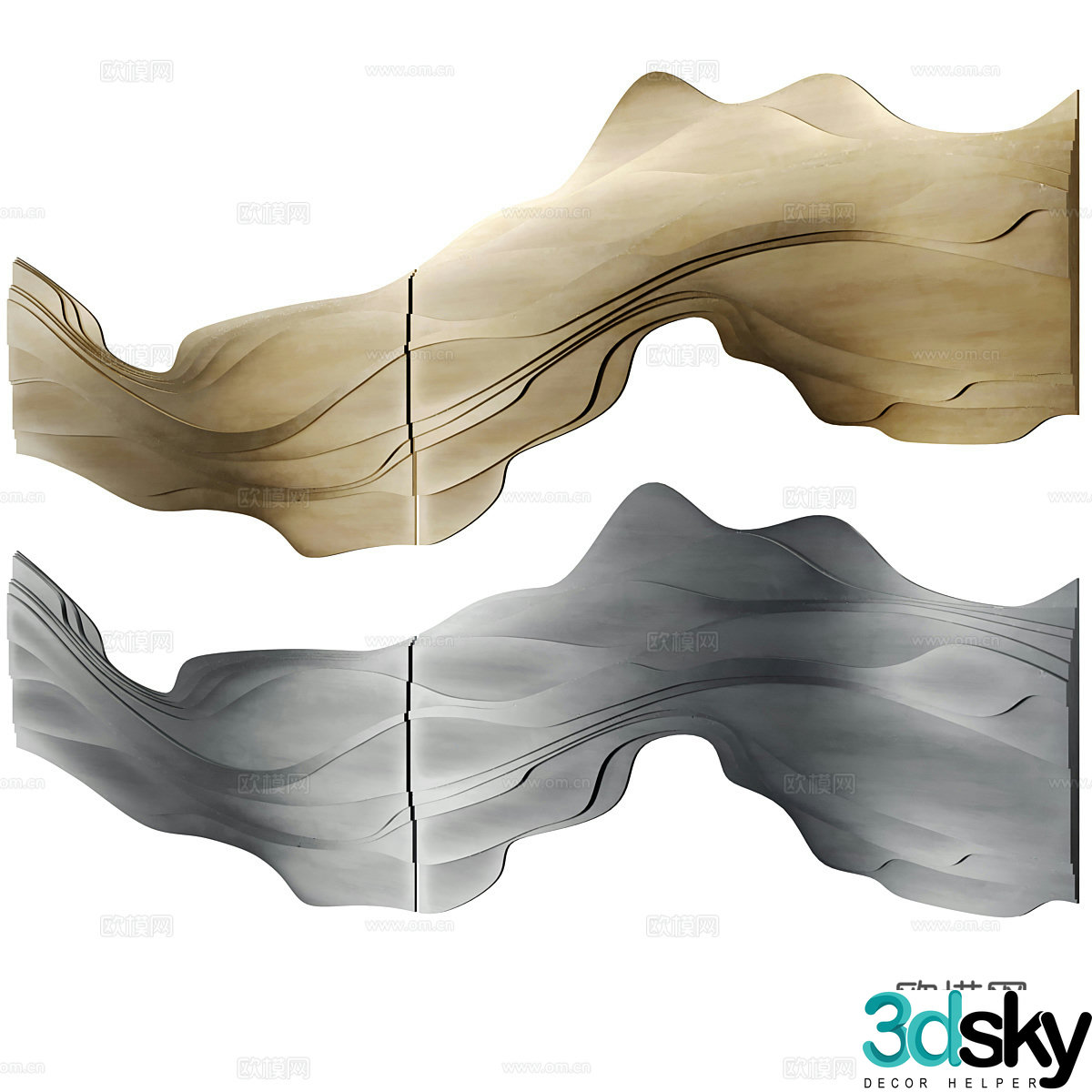 New Chinese style light luxury wall carving 3D model