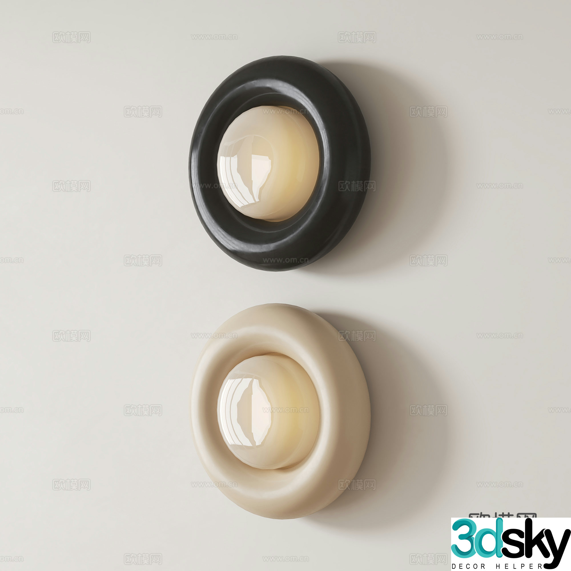 Modern medieval round wall lamp 3d model