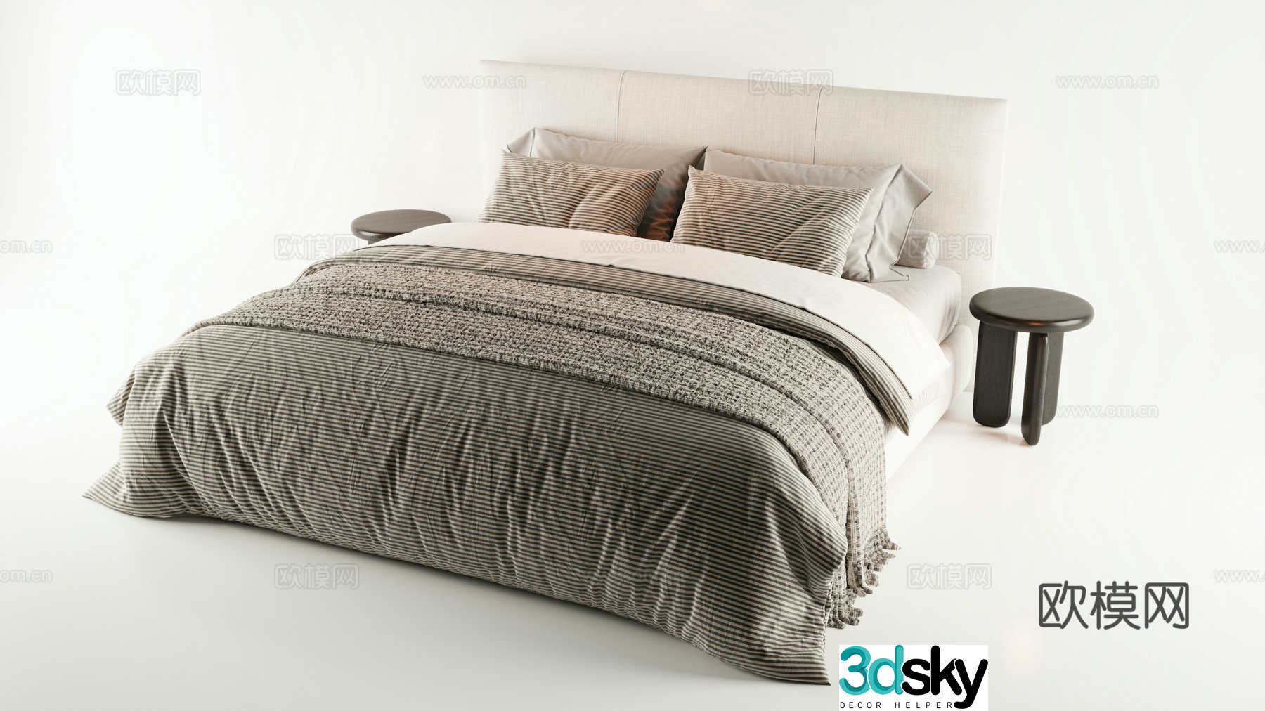 Double bed Master bedroom Single bed Bedroom 3d model