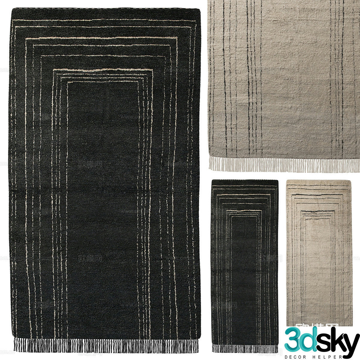 New Chinese style fabric carpet 3D model
