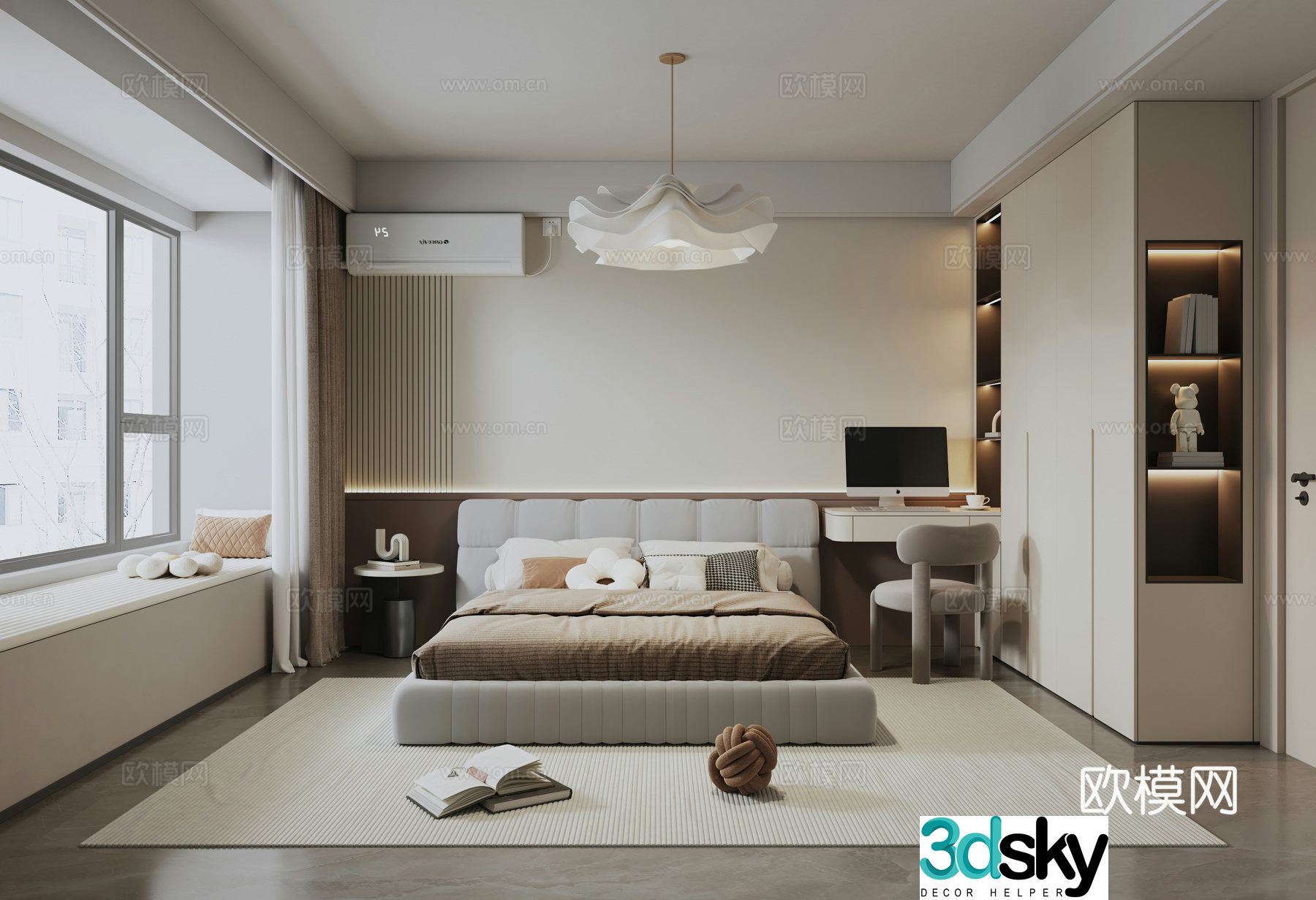 Modern minimalist home bedroom 3d model