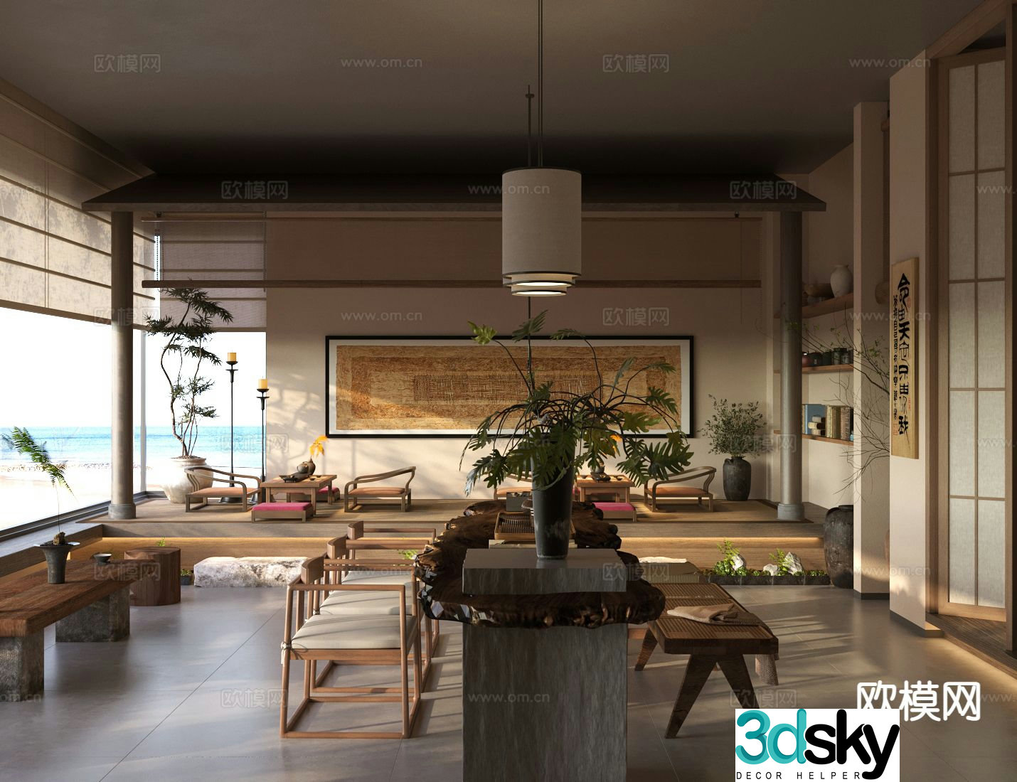 New Chinese-style teahouse teahouse 3D model