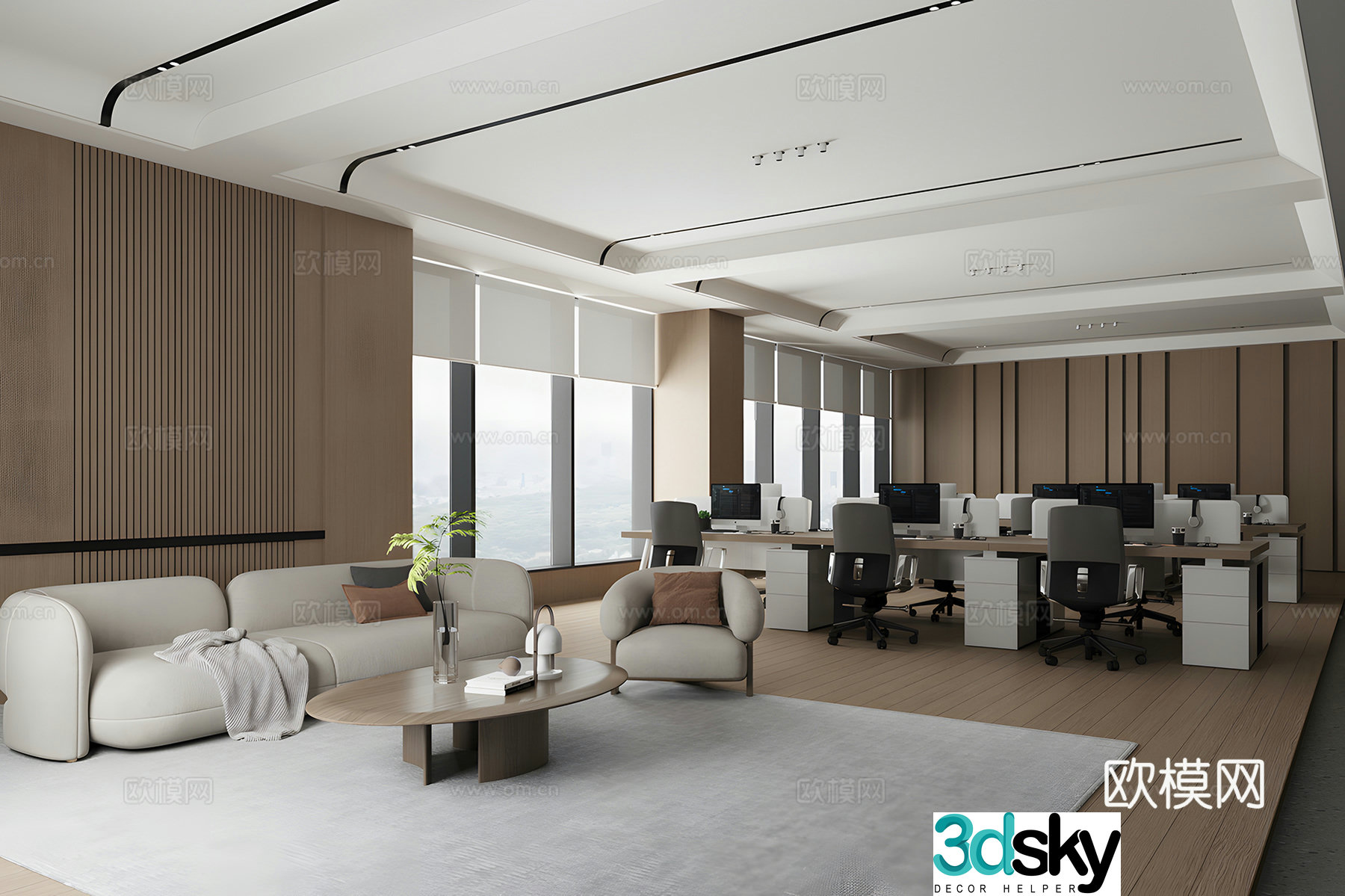 Public office area office 3d model
