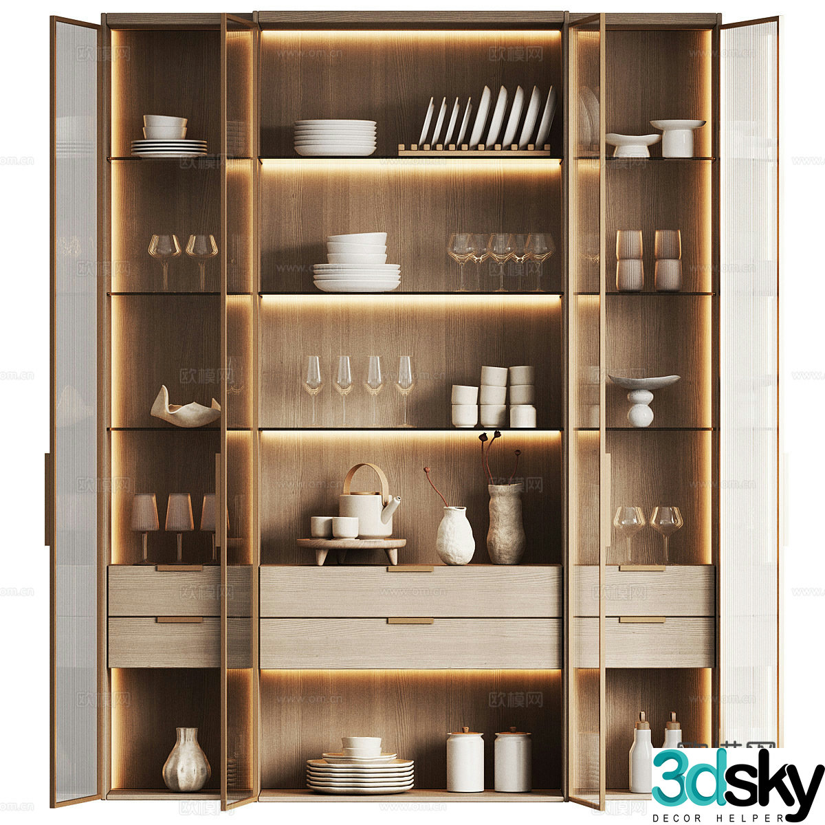 New Chinese style light luxury decorative wine cabinet 3D model