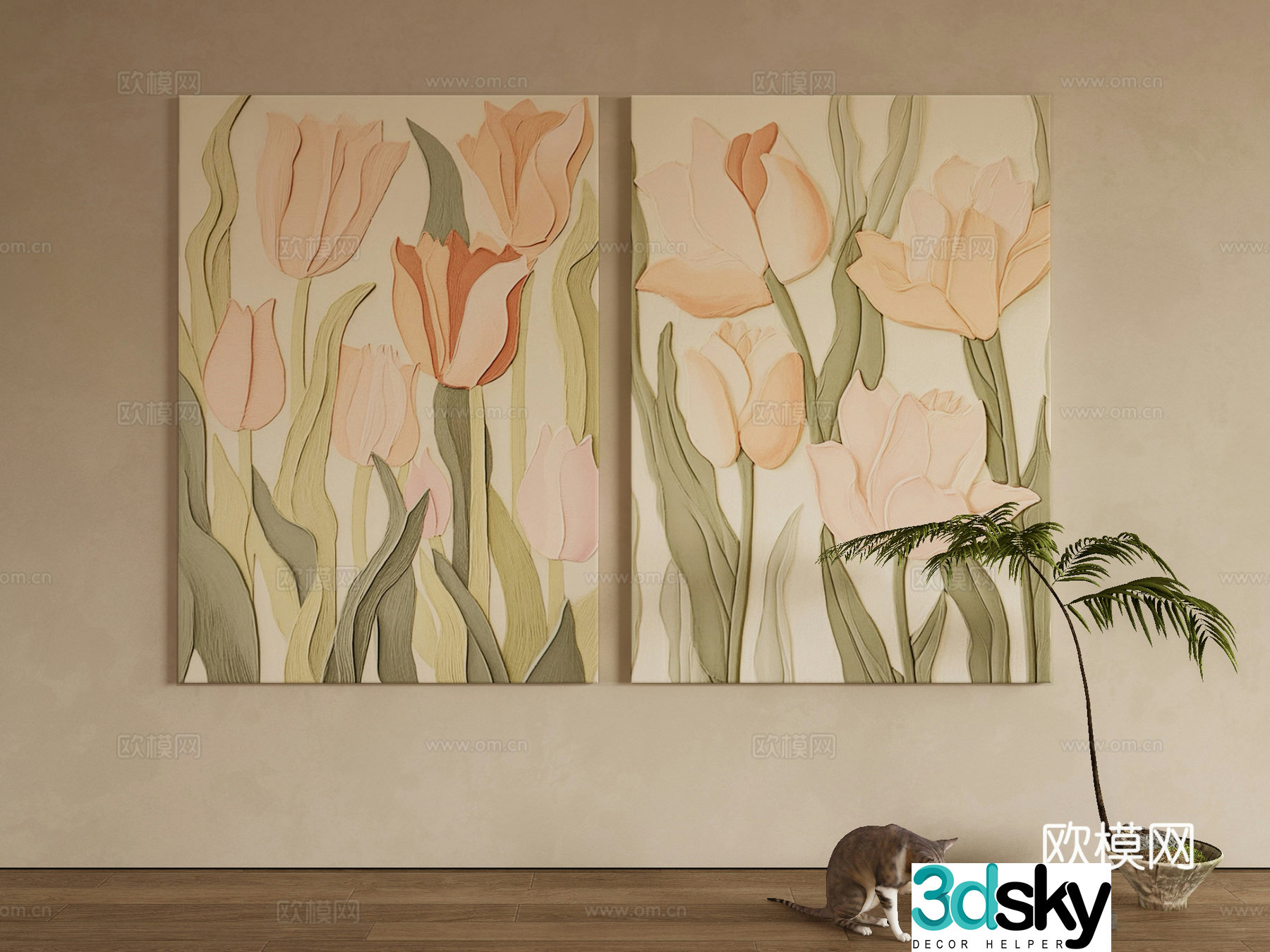Wasabi hanging painting oil painting 3d model