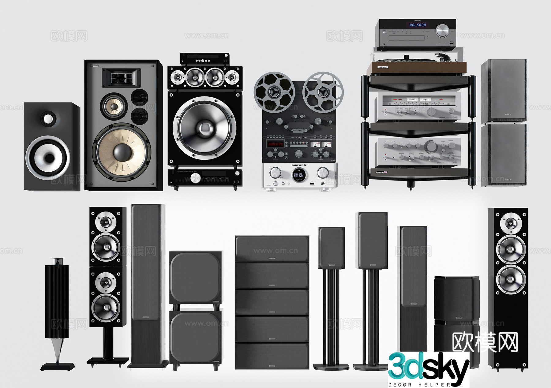 Modern audio audio combination floor-standing audio wall-mounted audio record machine 3D model