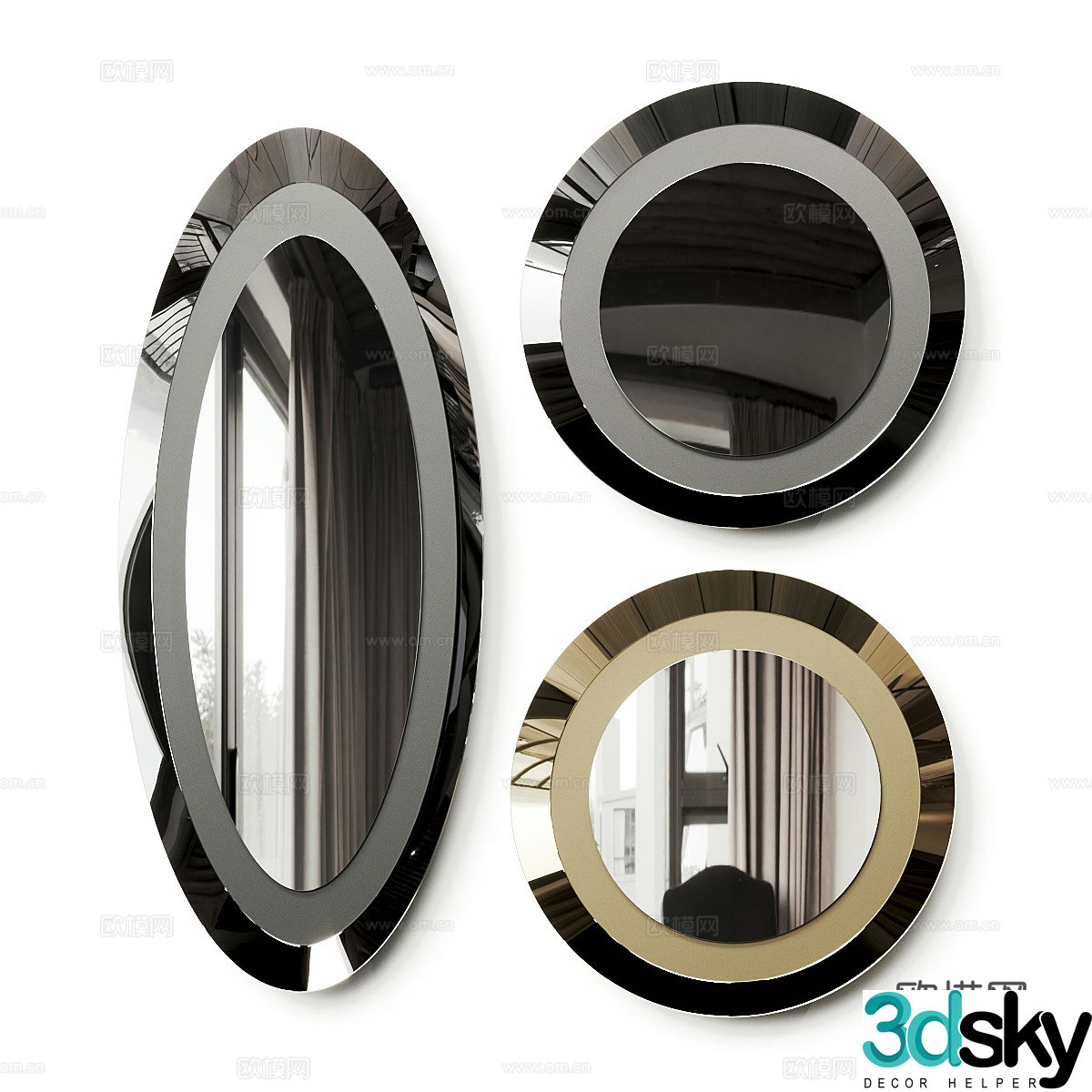 Modern light luxury Calligaris decorative mirror 3d model