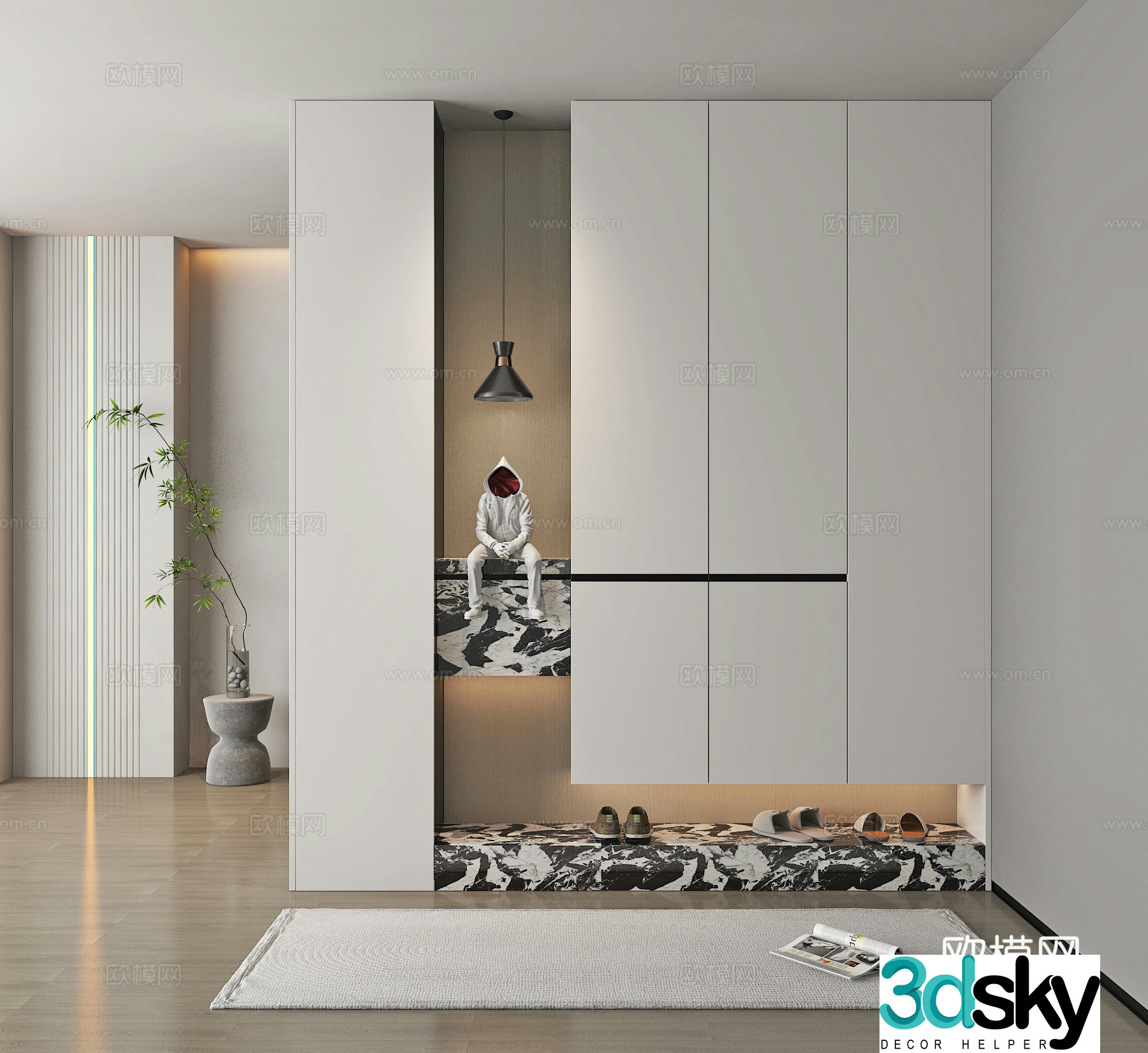 Modern porch cabinet shoe cabinet partition shoe cabinet 3d model