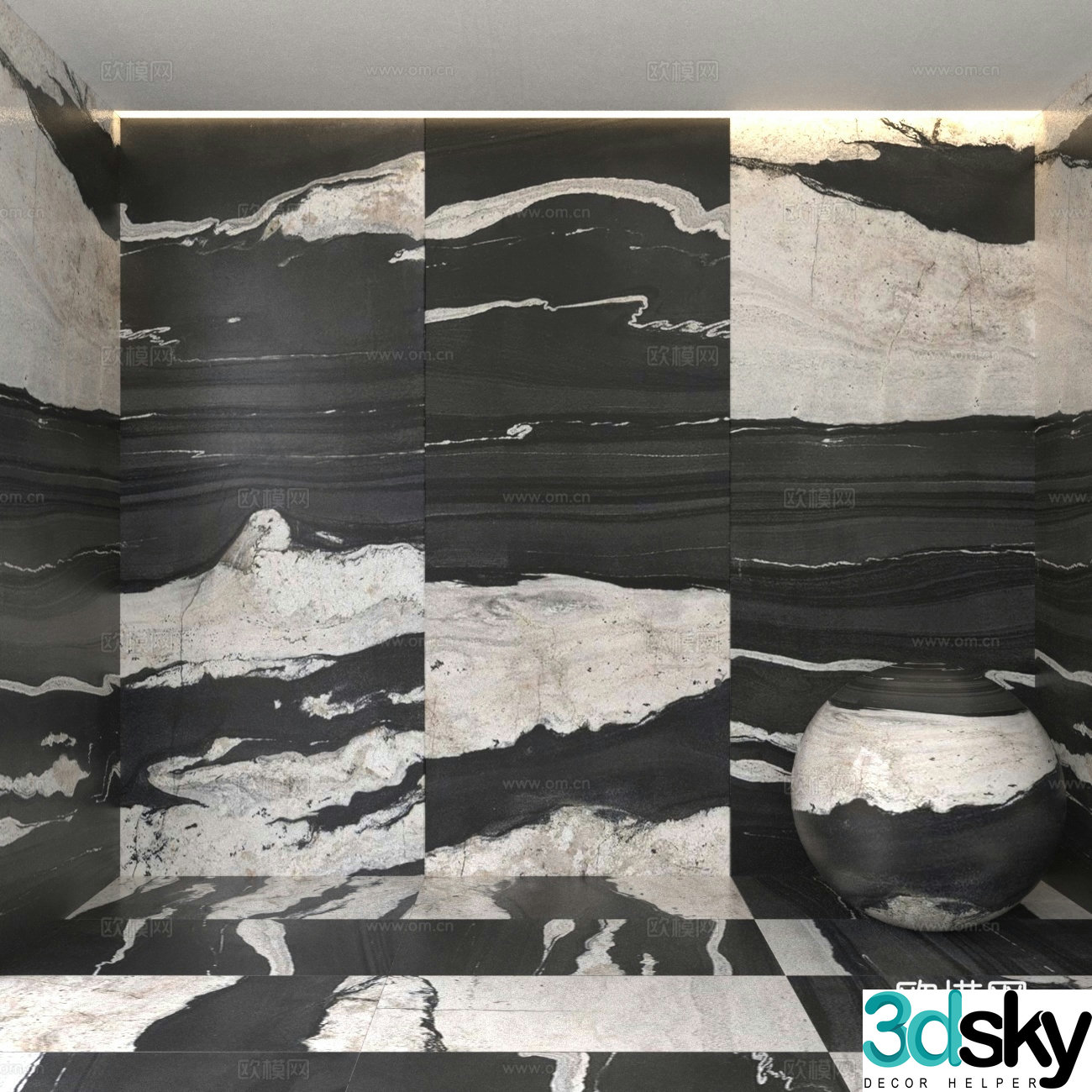 Rock slab marble PU stone 3d model