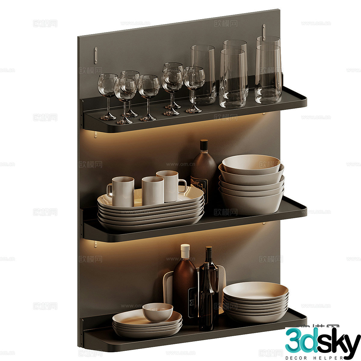 New Chinese style light luxury tableware kitchen utensils 3D model