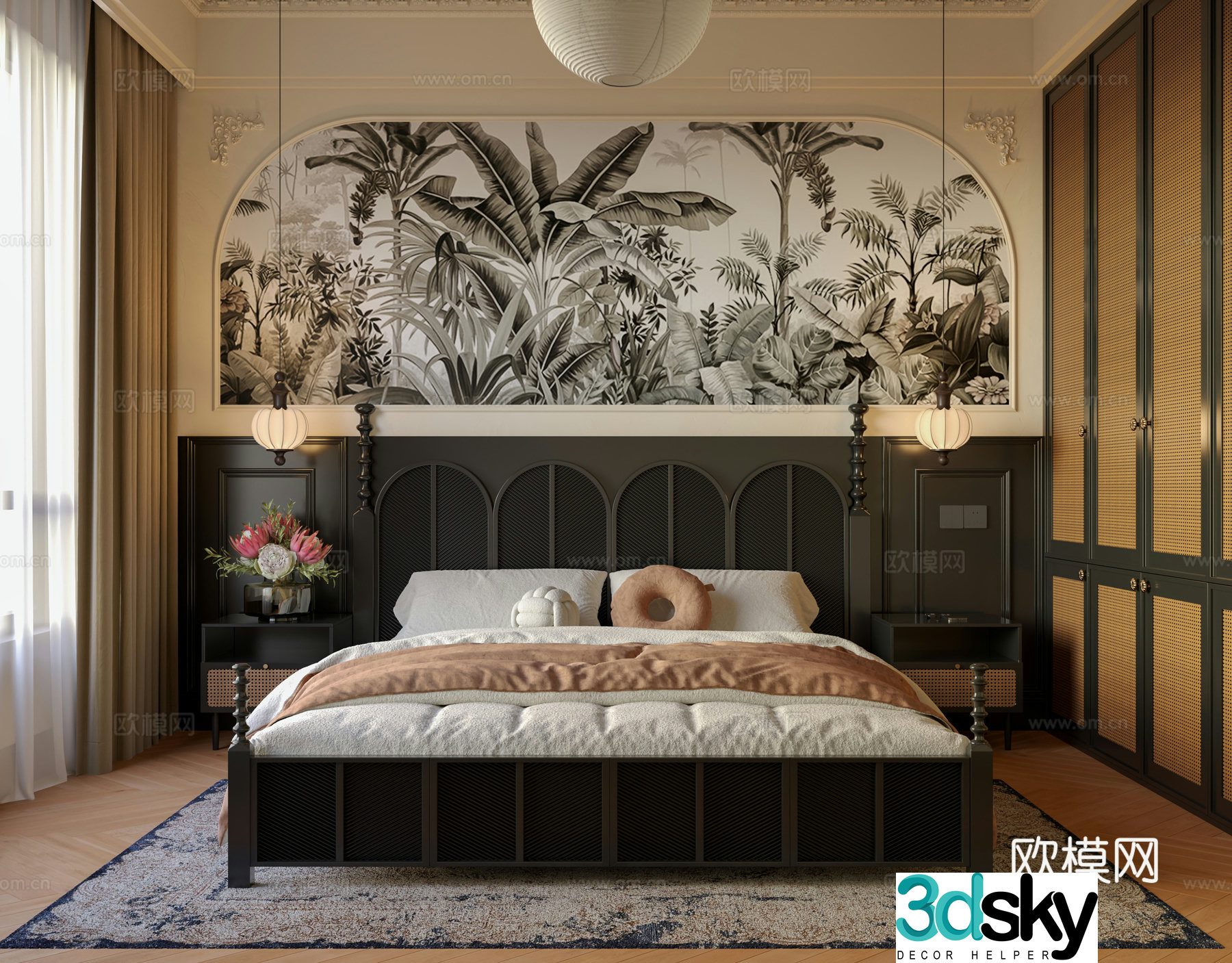 Medium style bedroom French bedroom Medium style bedroom background wall Medium style wardrobe Medium style bed 3D model