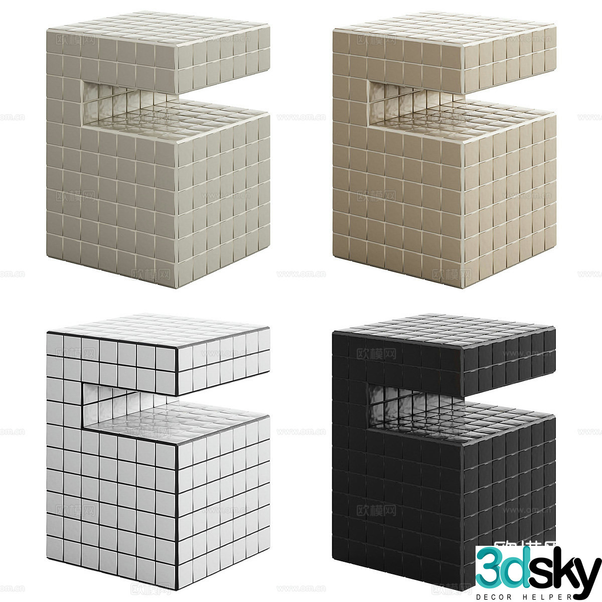 Modern mosaic bedside table 3d model