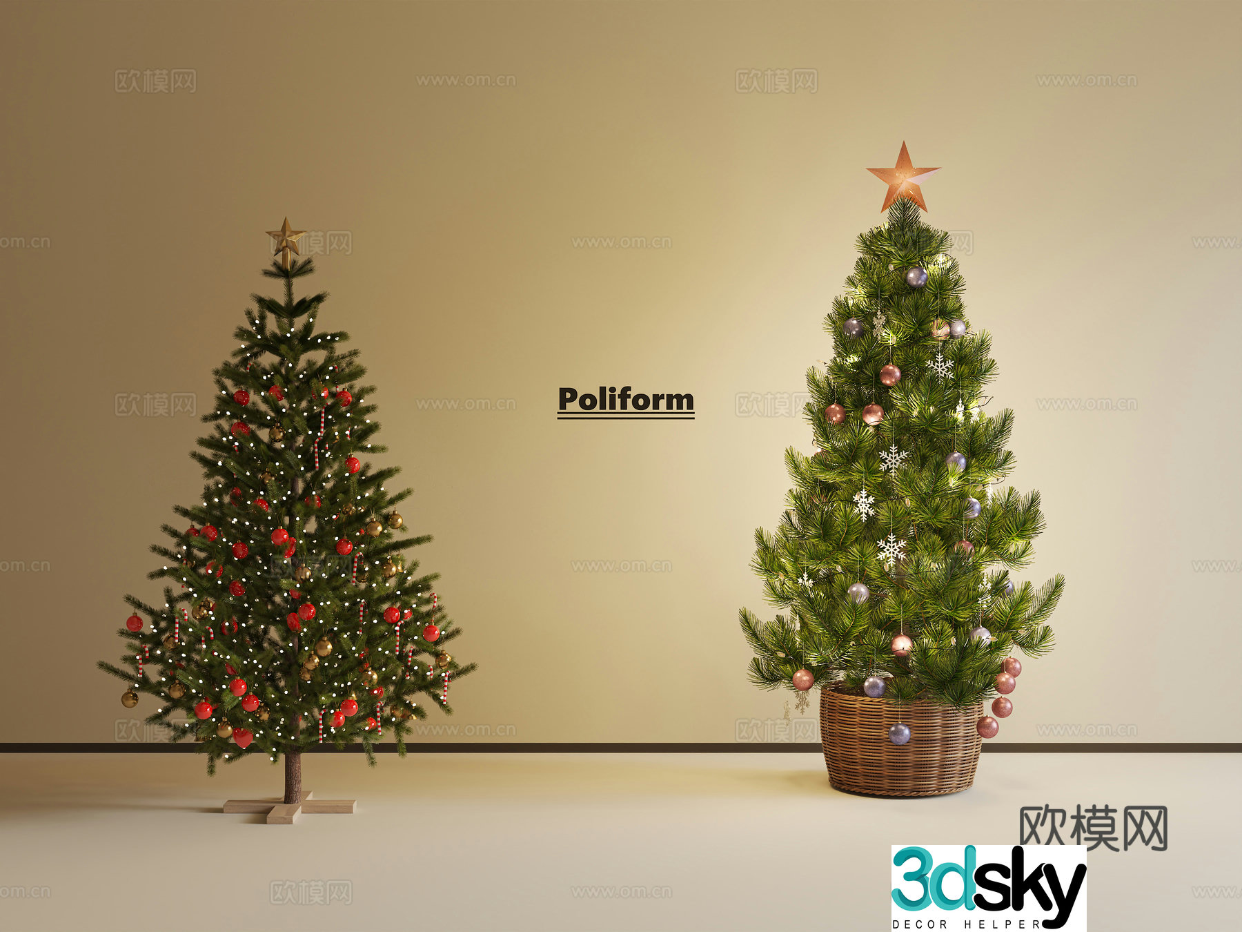 Christmas tree landscape tree ribbon light strip 3d model