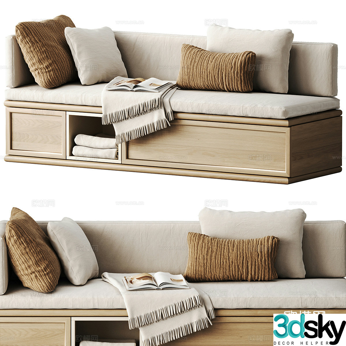 New Chinese style bay window stool bay window cushion 3D model
