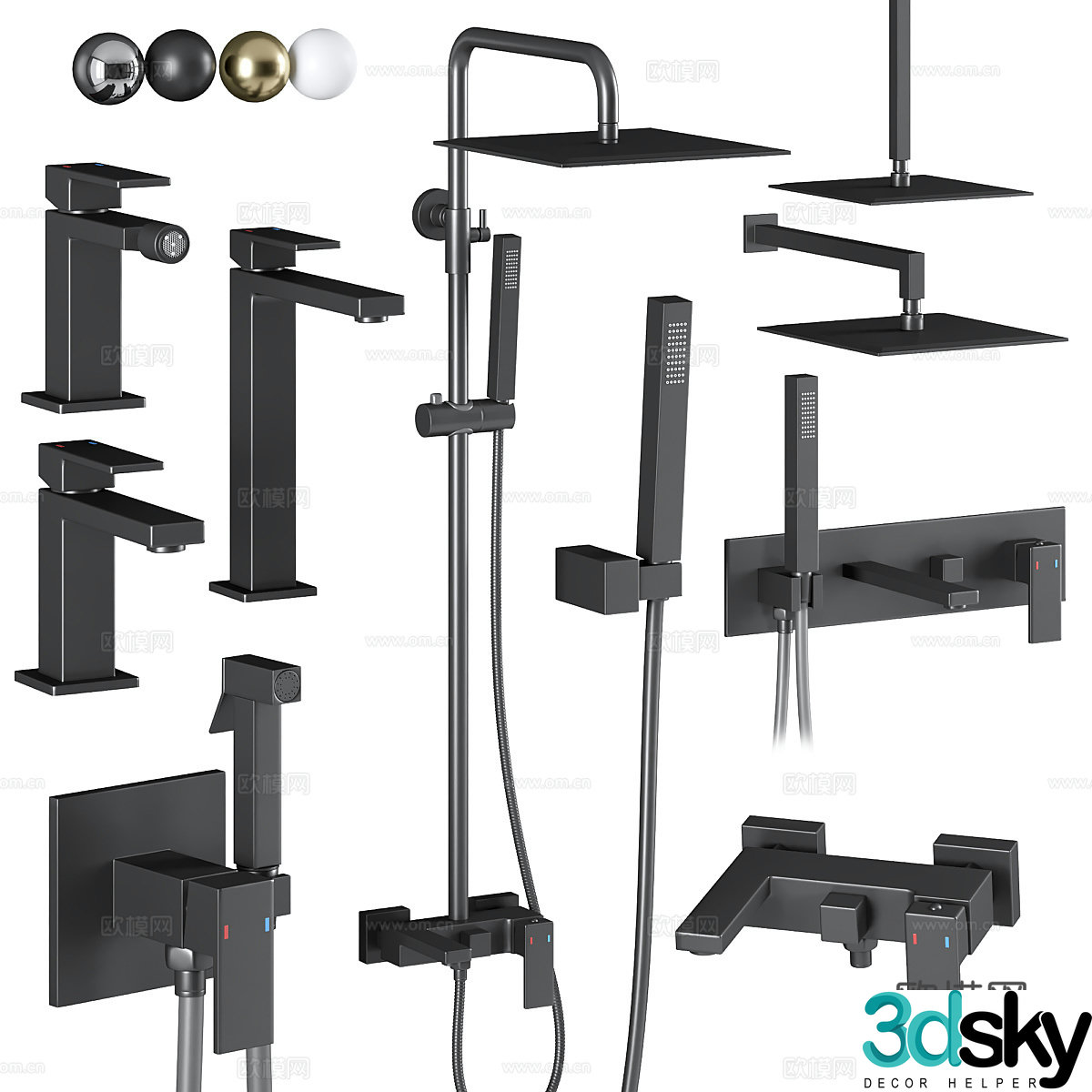 Modern Italian light luxury shower faucet 3D model