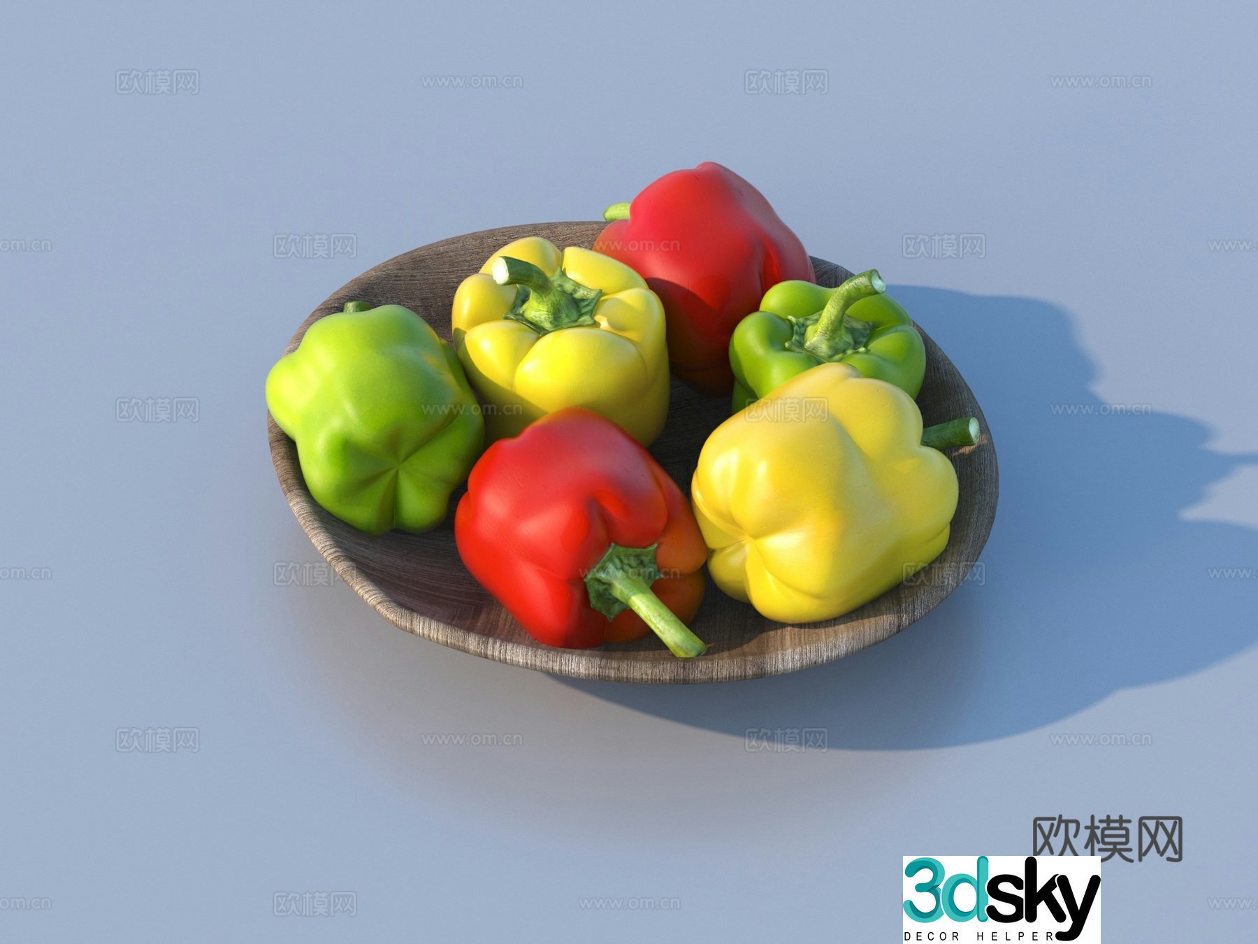 Colored pepper green pepper vegetable ingredients 3D model