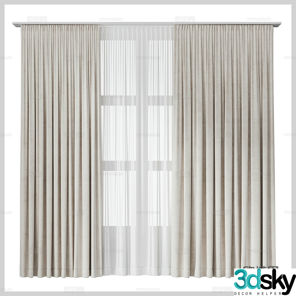 Fabric curtains gauze curtains cloth curtains pull curtains shower curtains hotel curtains bedroom curtains 3D model