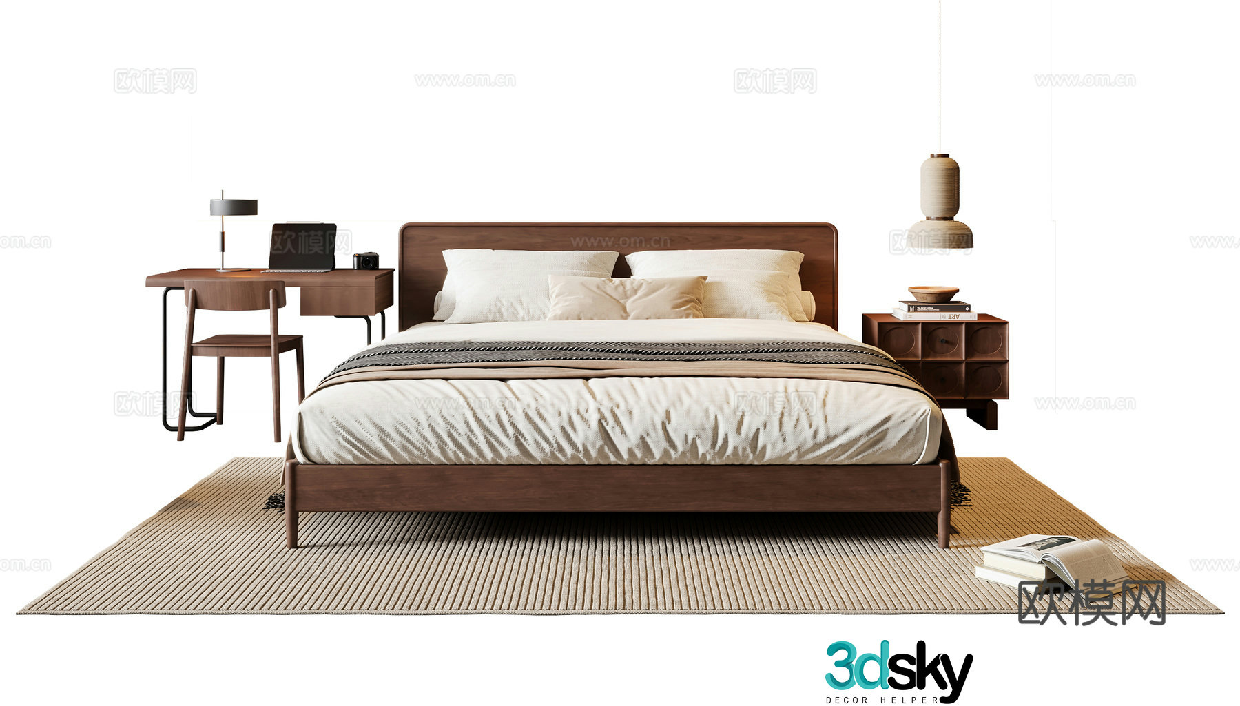 Middle-aged double bed 3D model