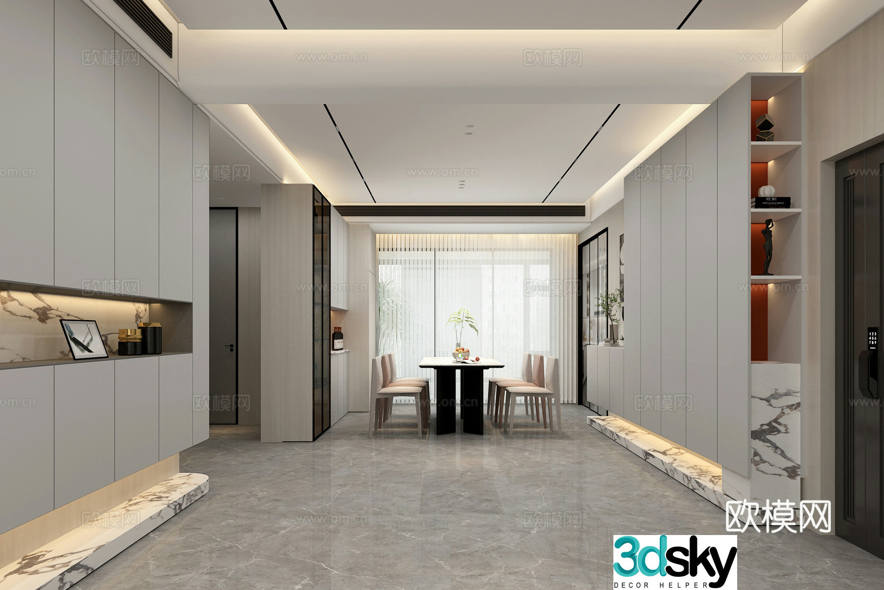 Modern restaurant wine cabinet decorative cabinet 3d model