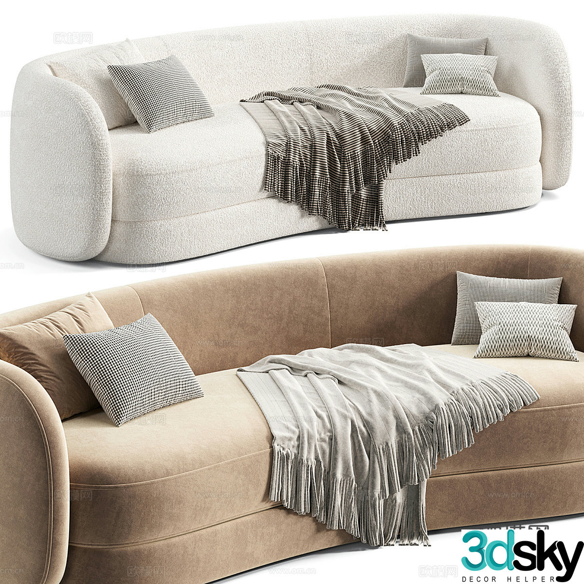 Modern Cream Style Blaine Sofa 3d Model